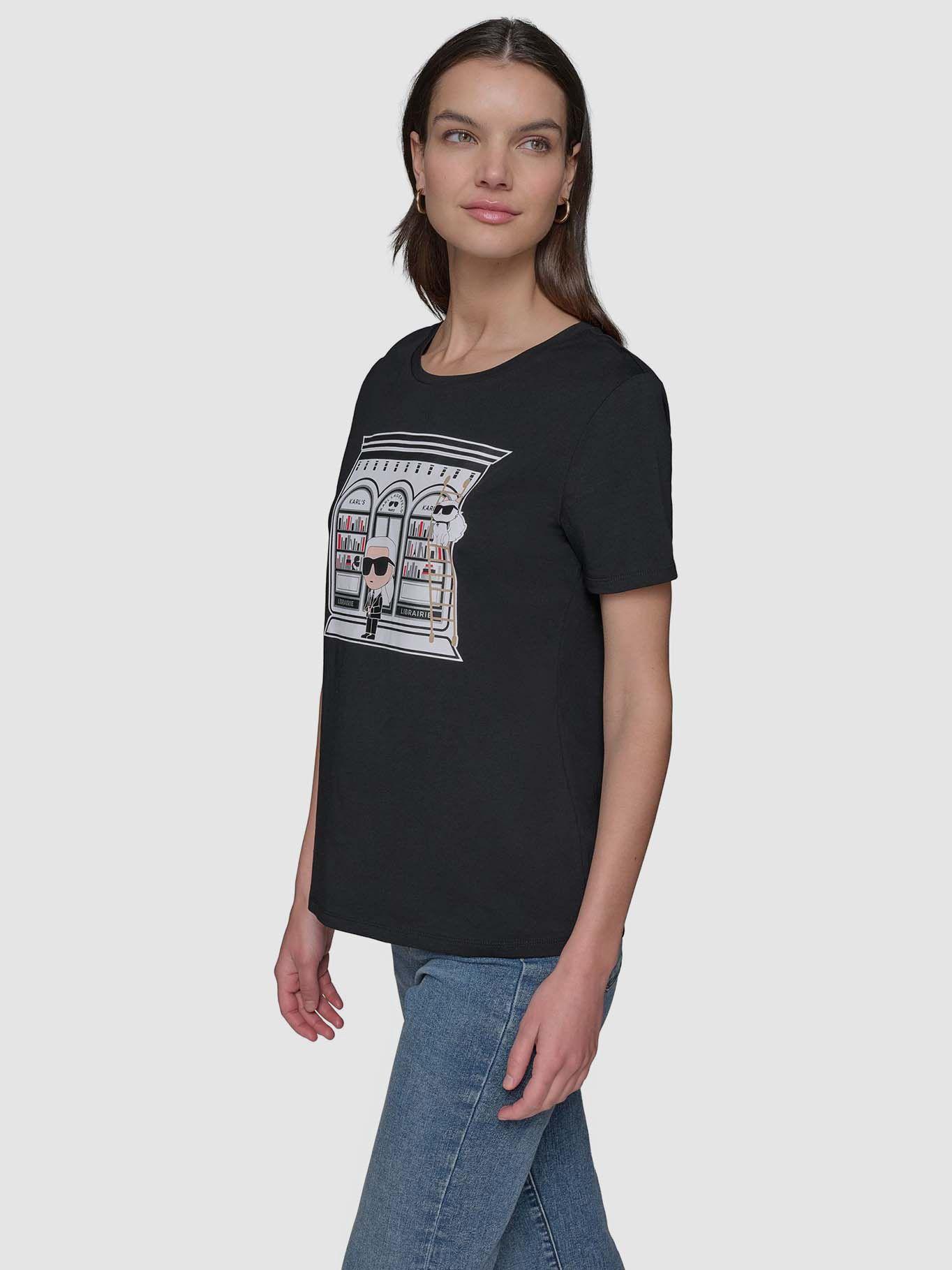 Polera con estampado de emoji Karl Negro Karl Lagerfeld-3