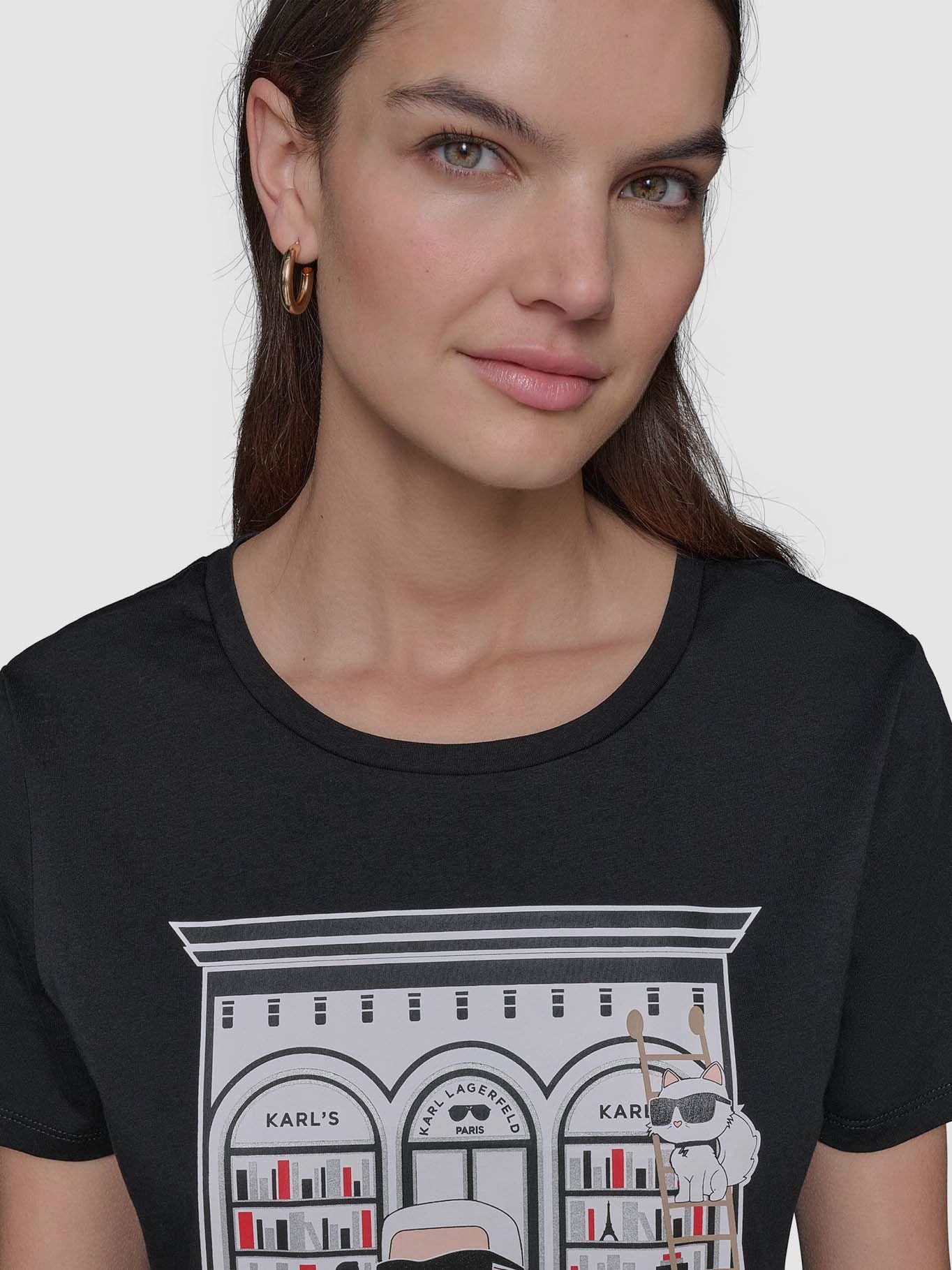 Polera con estampado de emoji Karl Negro Karl Lagerfeld-4