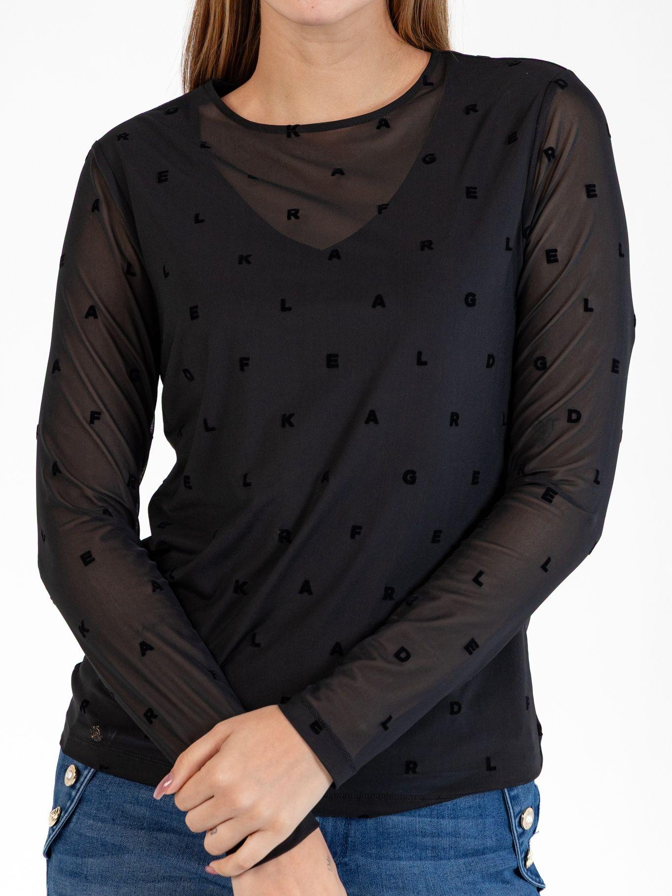 Top de malla con estampado Negro Karl Lagerfeld-4