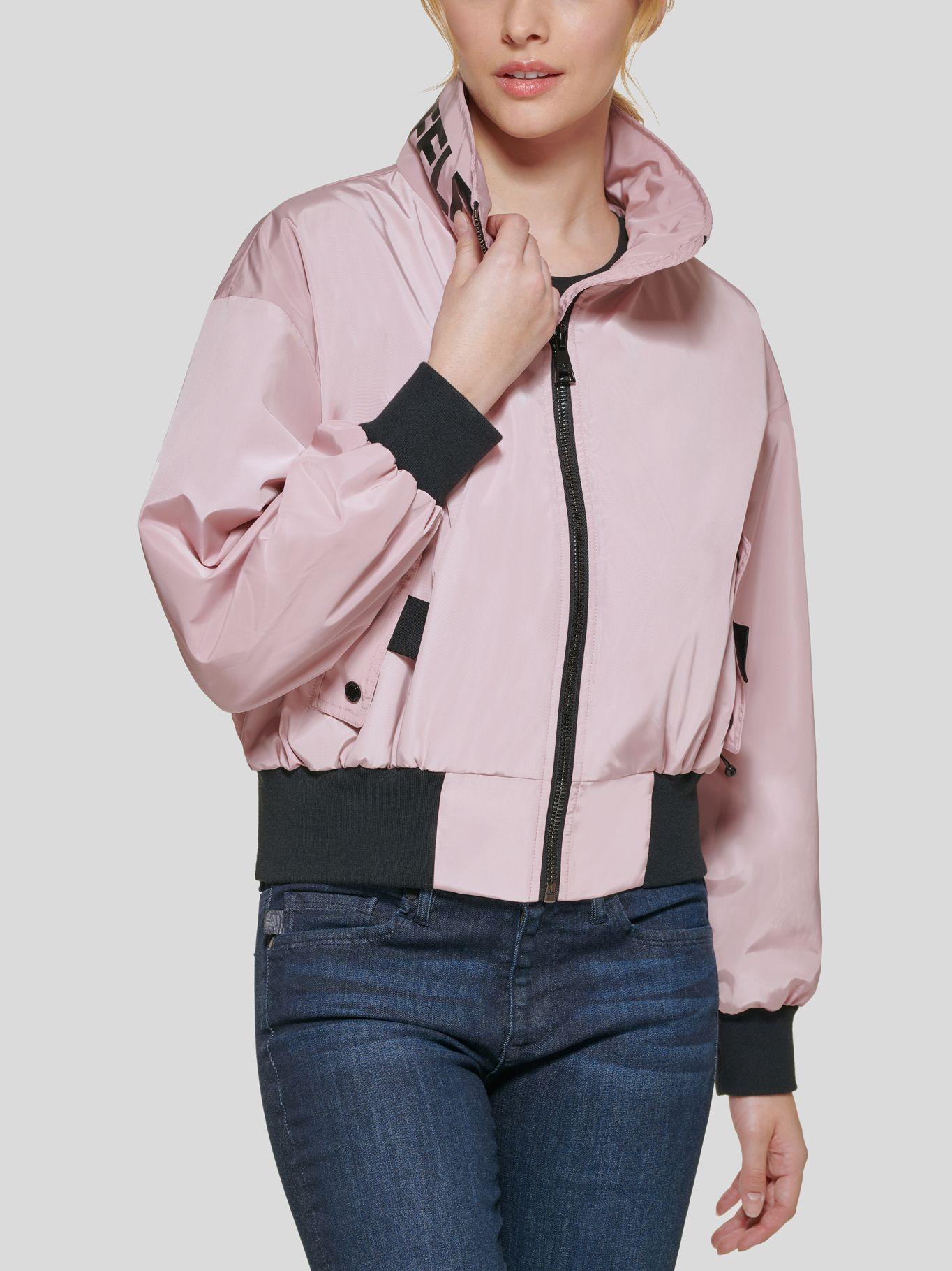 Chaqueta bomber y cuello con logo Rosado Karl Lagerfeld-0