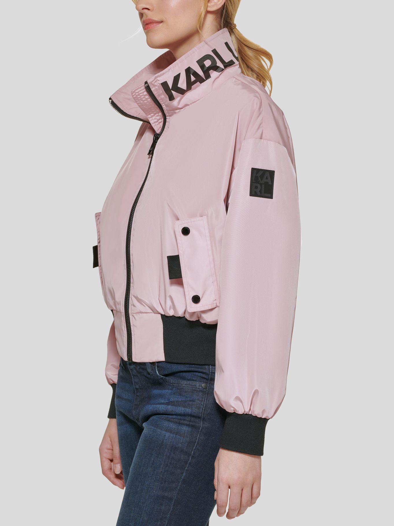 Chaqueta bomber y cuello con logo Rosado Karl Lagerfeld-4