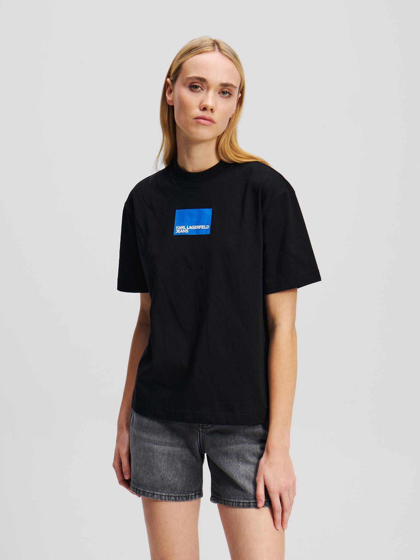 Polera regular con logo en caja Negro Karl Lagerfeld-0
