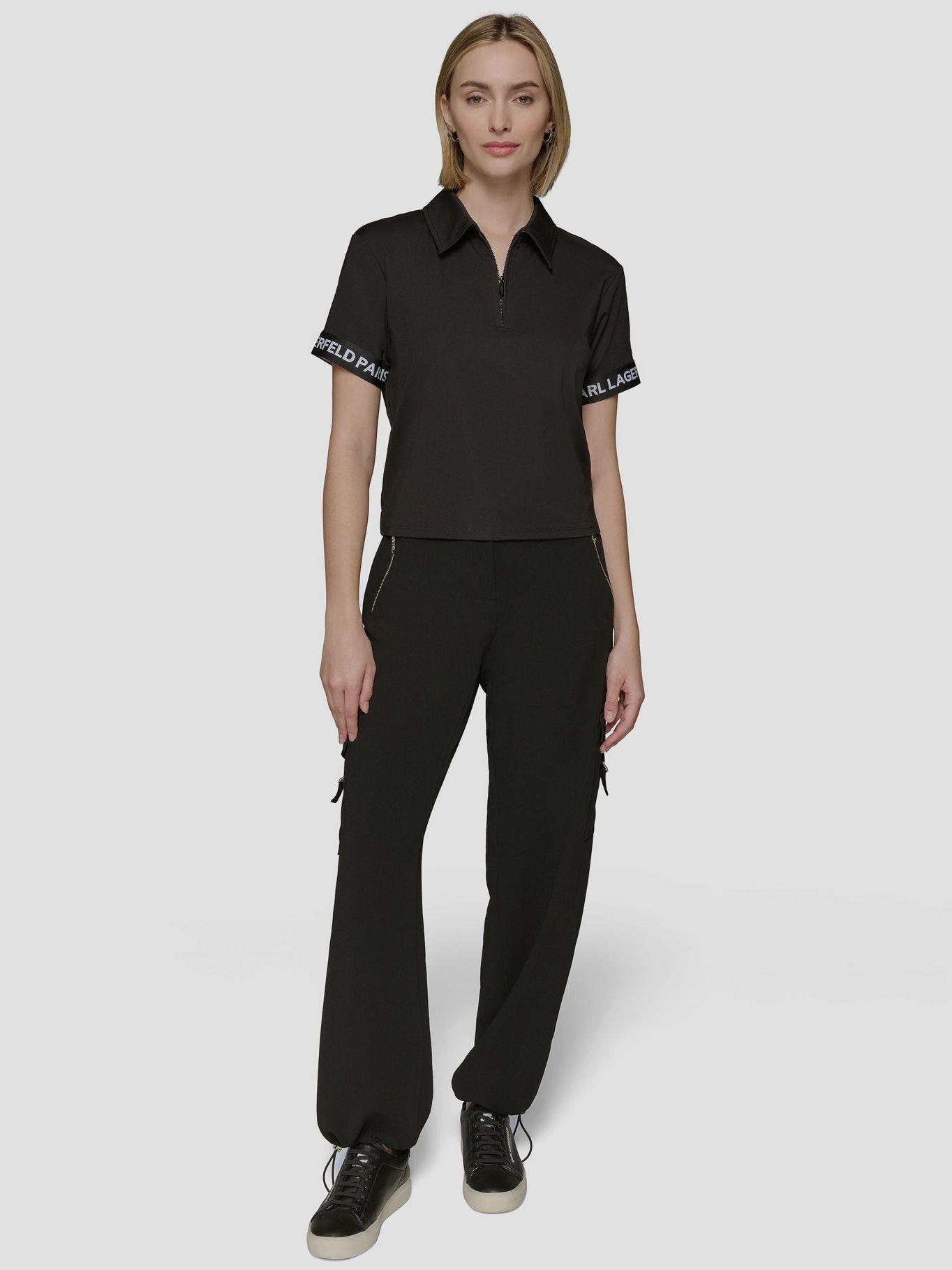 Polo cropped cierre de cremallera Negro Karl Lagerfeld-1