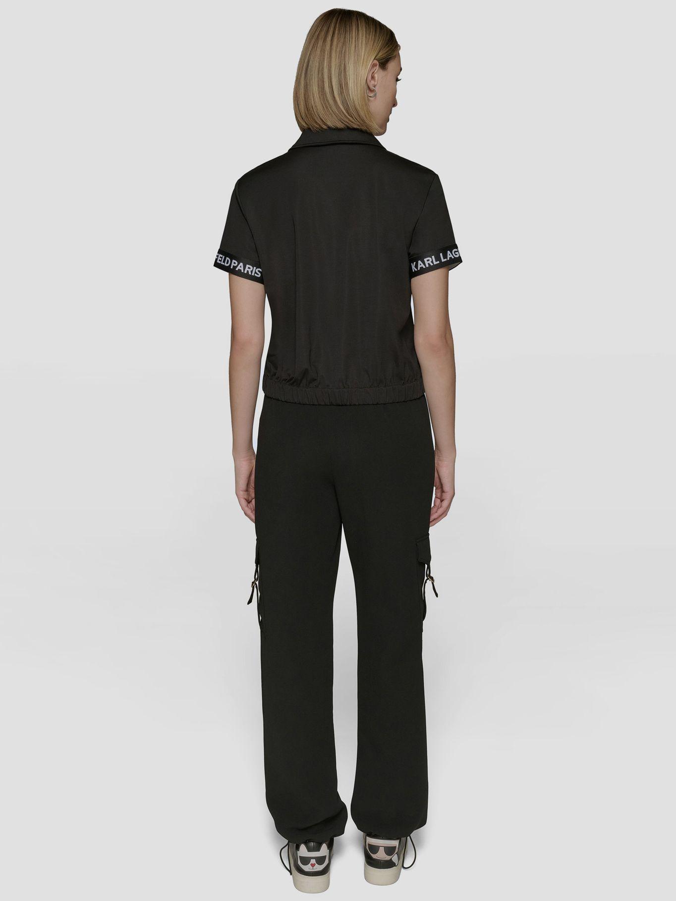 Polo cropped cierre de cremallera Negro Karl Lagerfeld-2