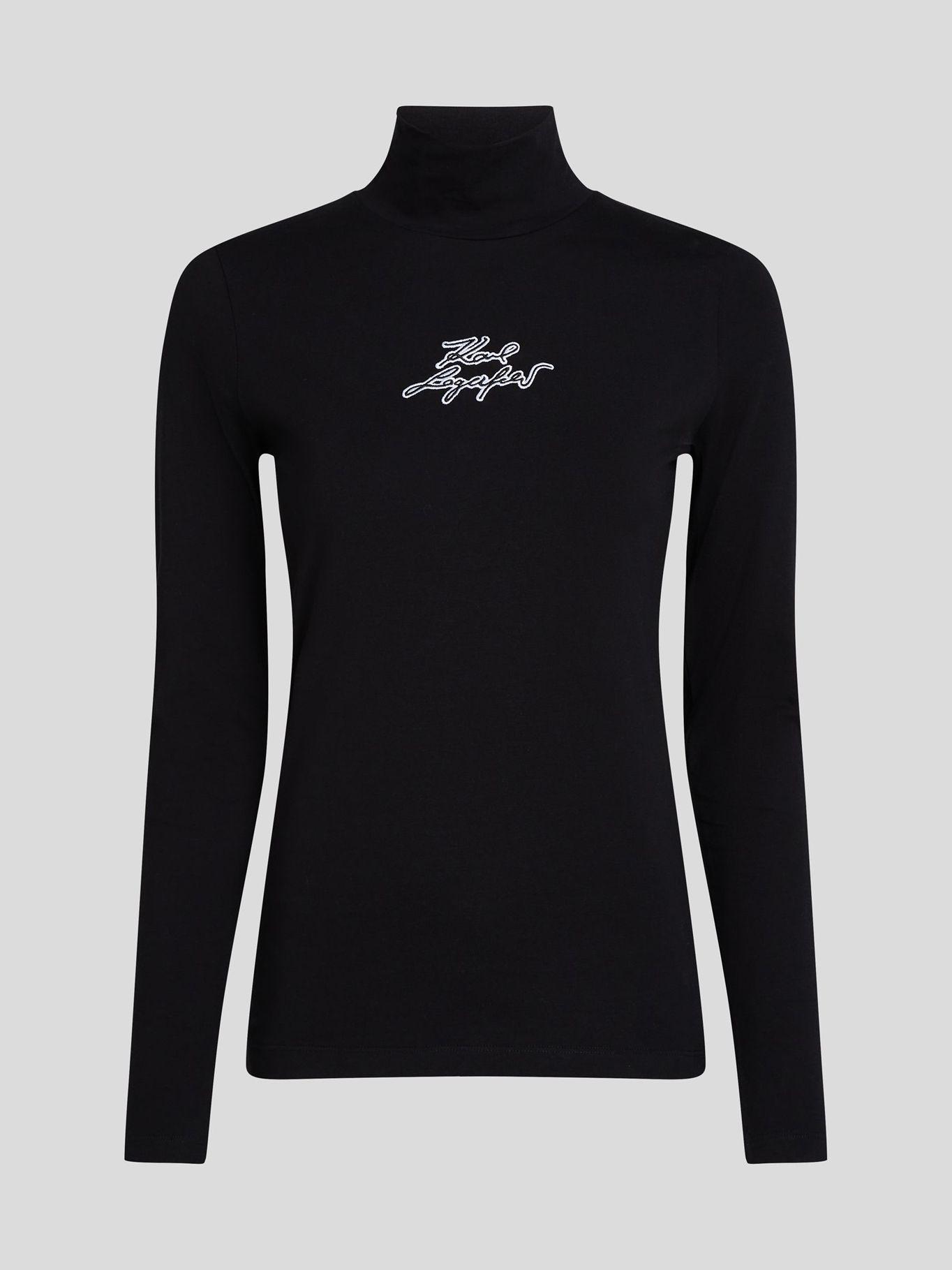 Polera cuello alto logo bordado Negro Karl Lagerfeld-0