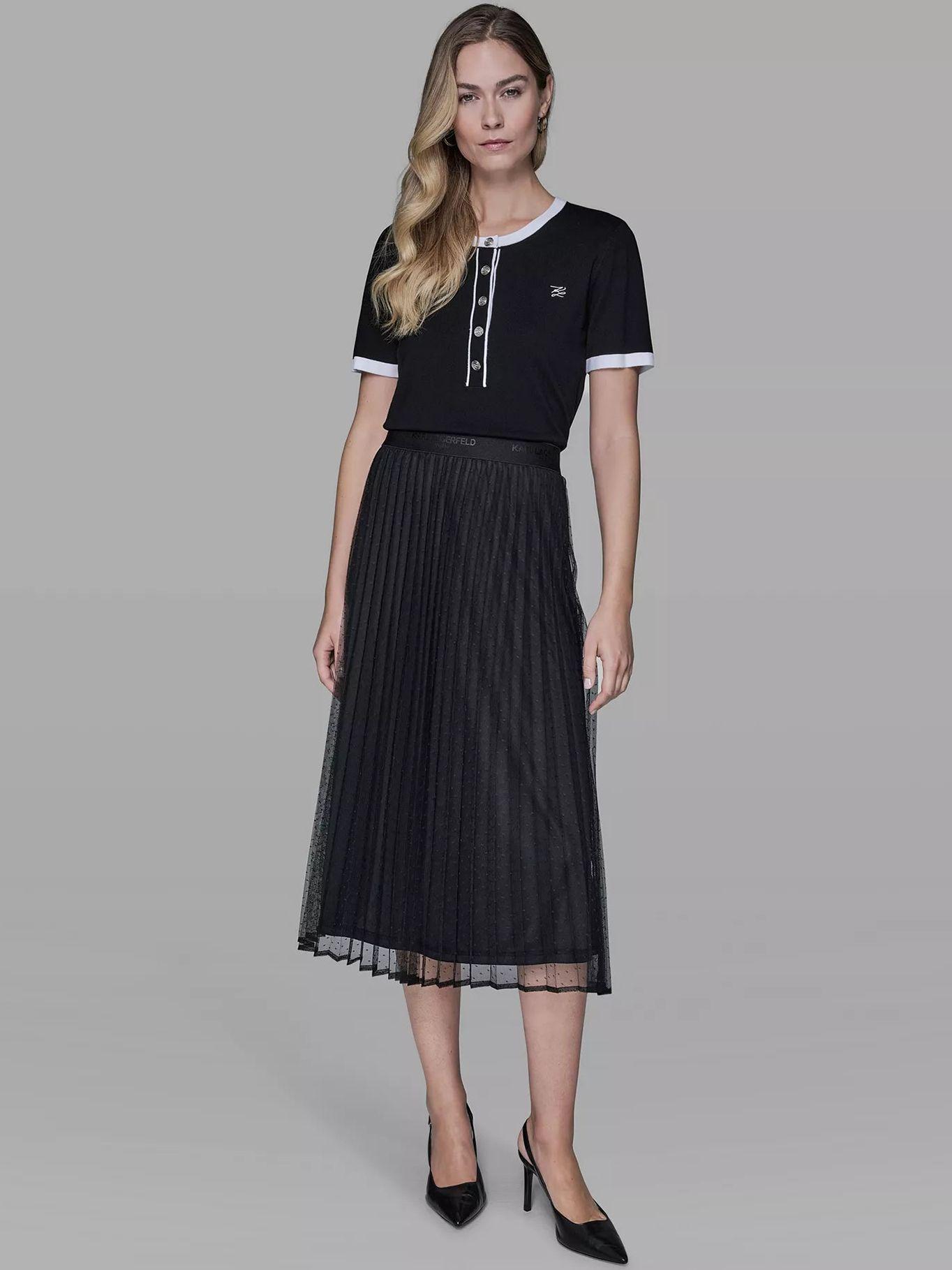 Falda diseño puntos y malla Negro Karl Lagerfeld-0