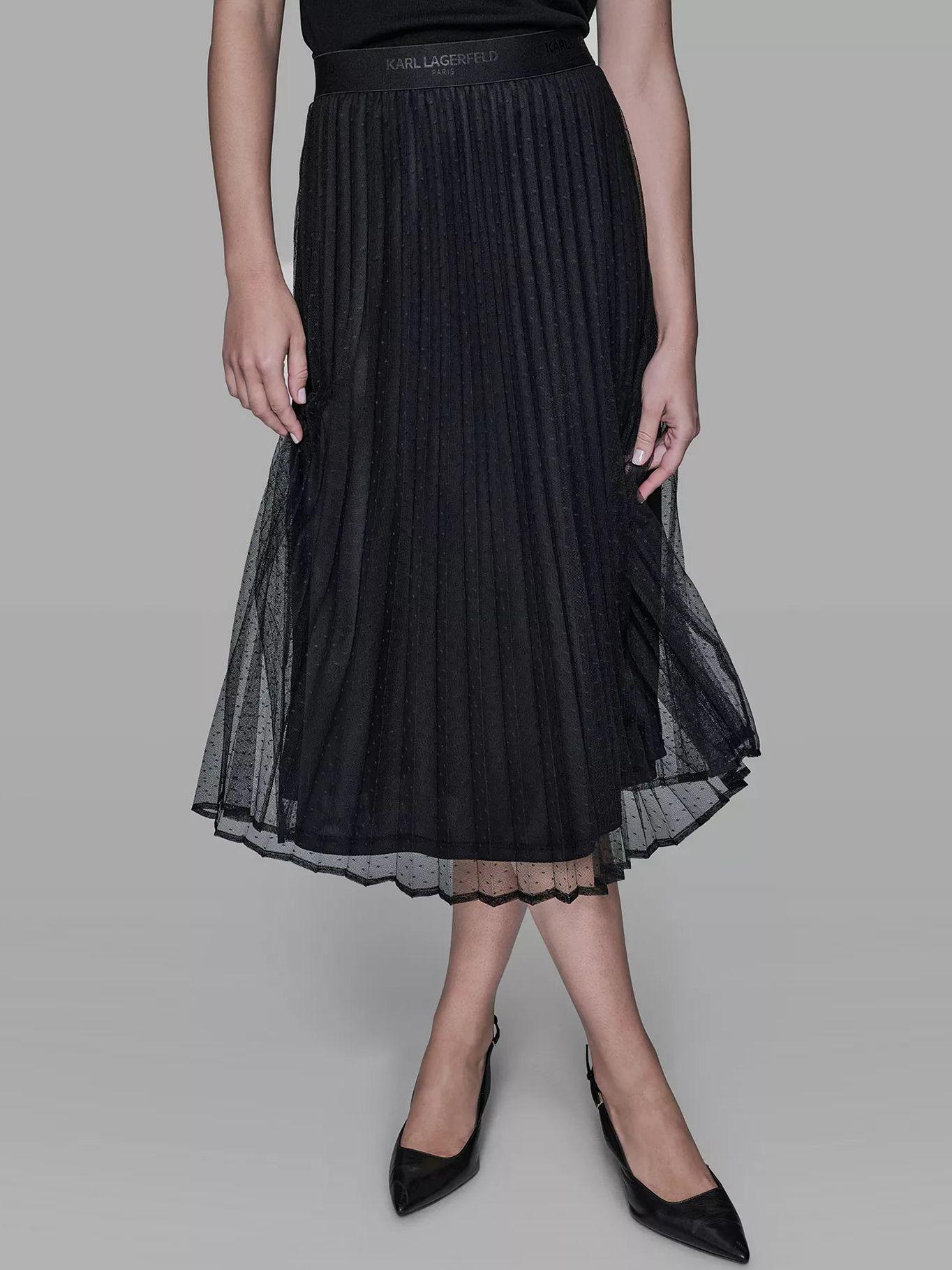 Falda diseño puntos y malla Negro Karl Lagerfeld-1