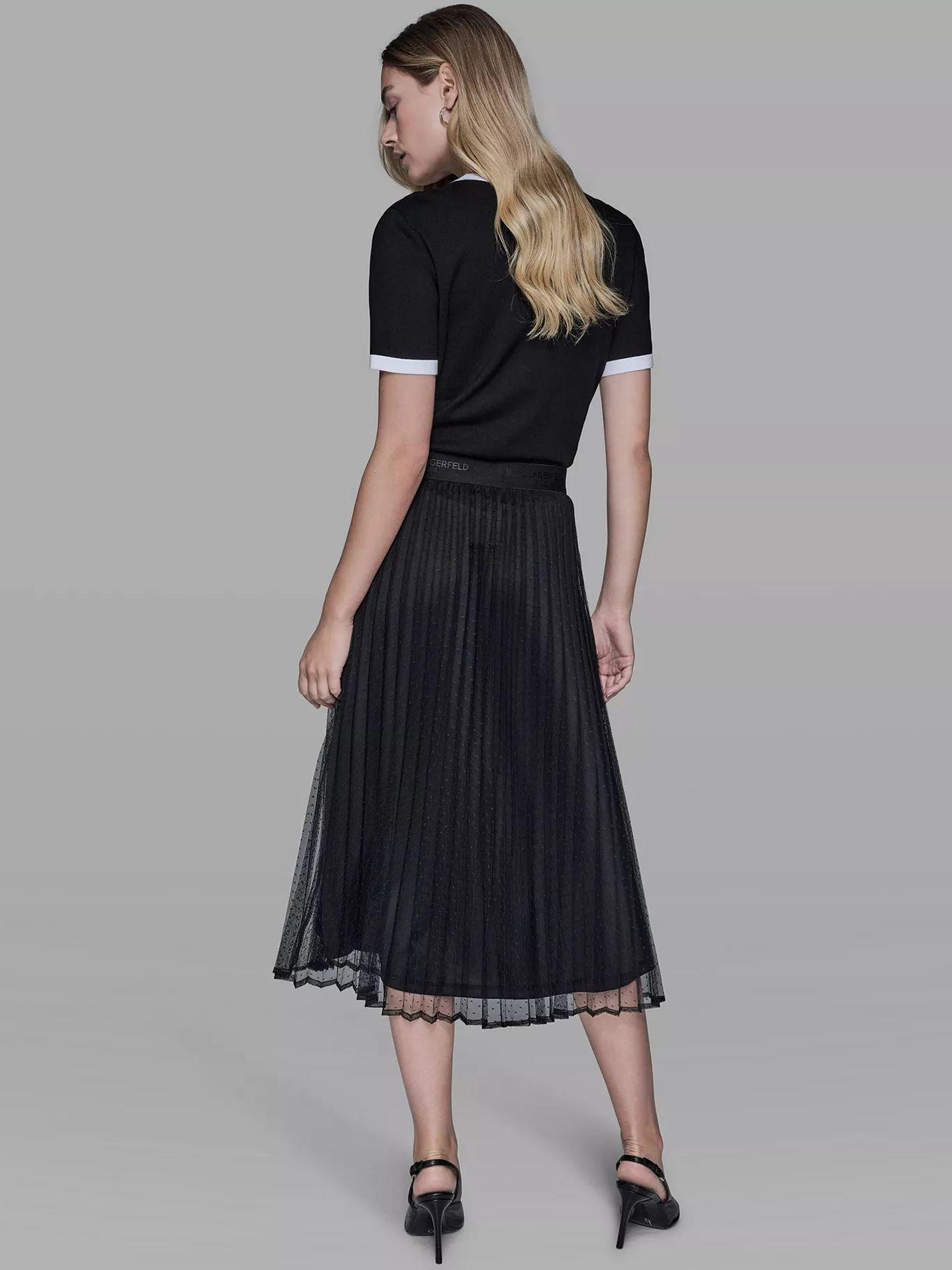 Falda diseño puntos y malla Negro Karl Lagerfeld-2