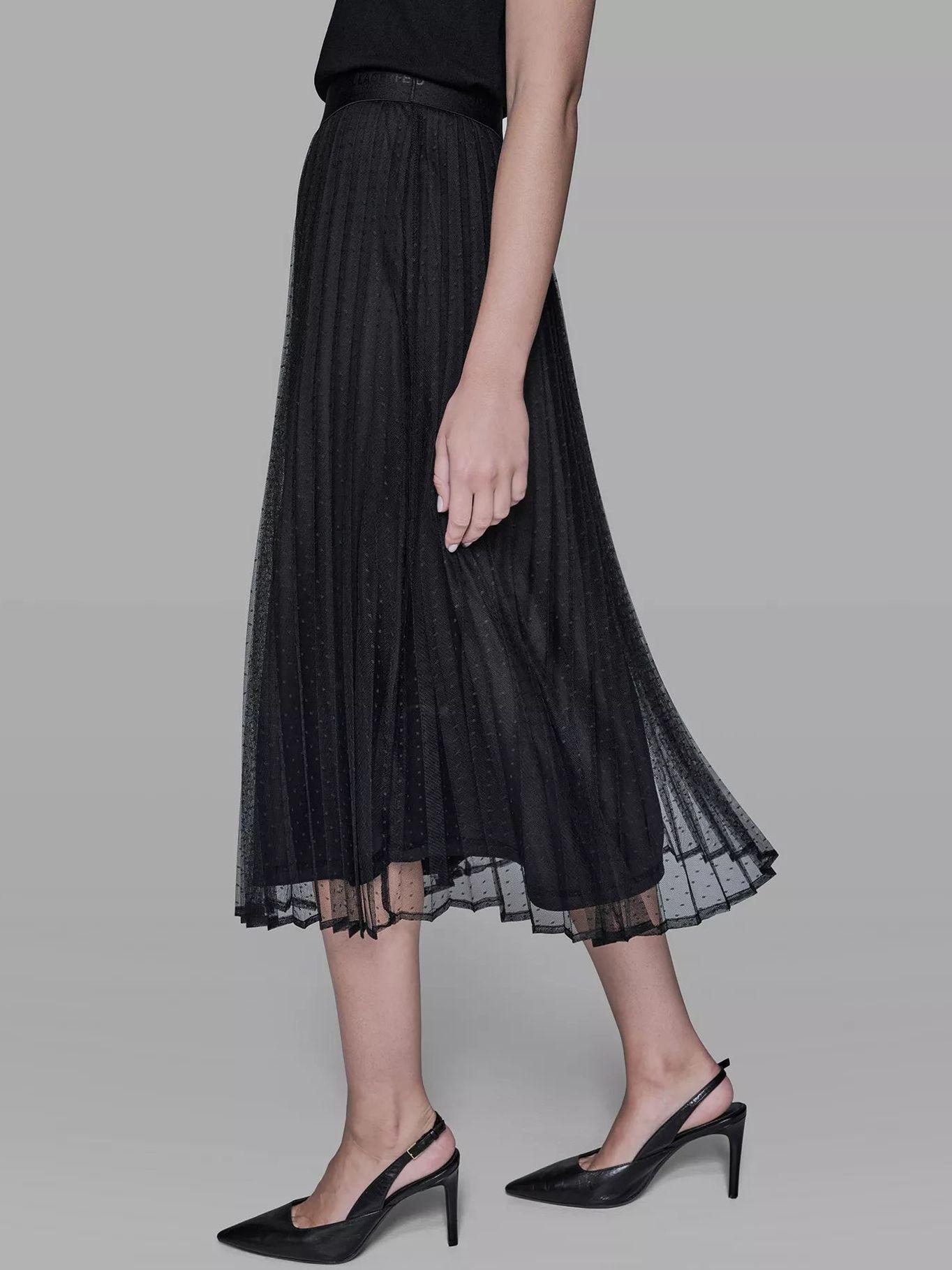 Falda diseño puntos y malla Negro Karl Lagerfeld-3