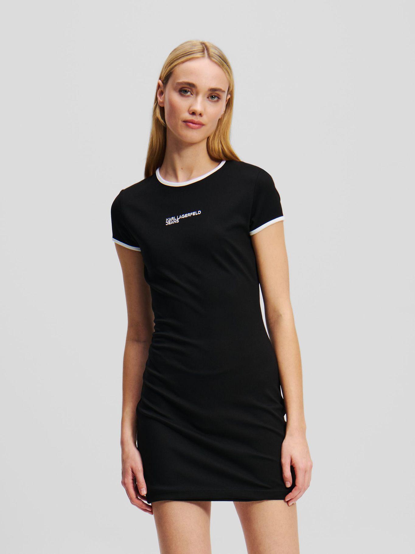 Vestido tipo polera slim con logo Negro Karl Lagerfeld-0