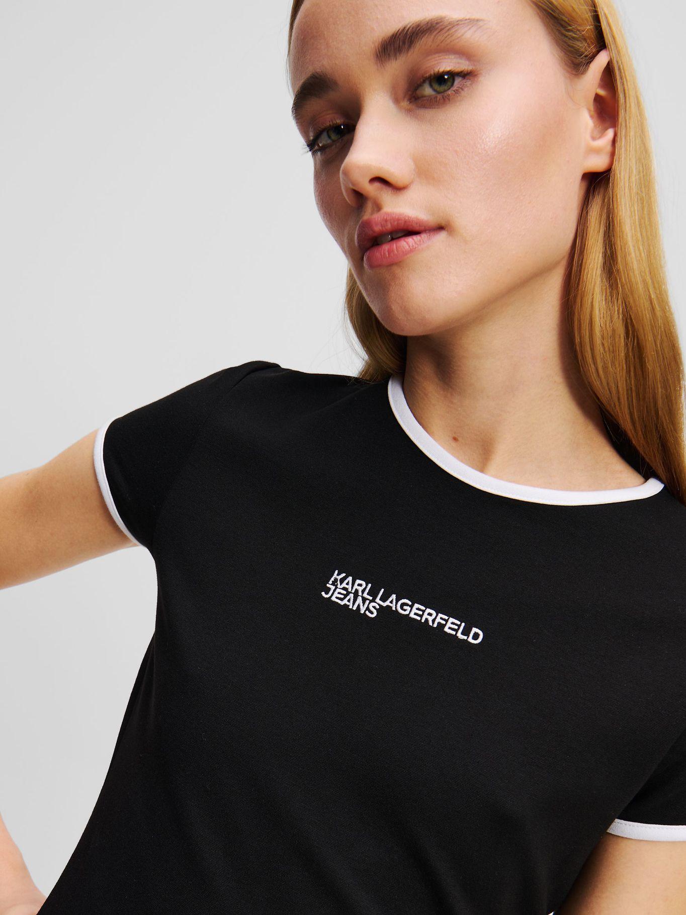 Vestido tipo polera slim con logo Negro Karl Lagerfeld-1