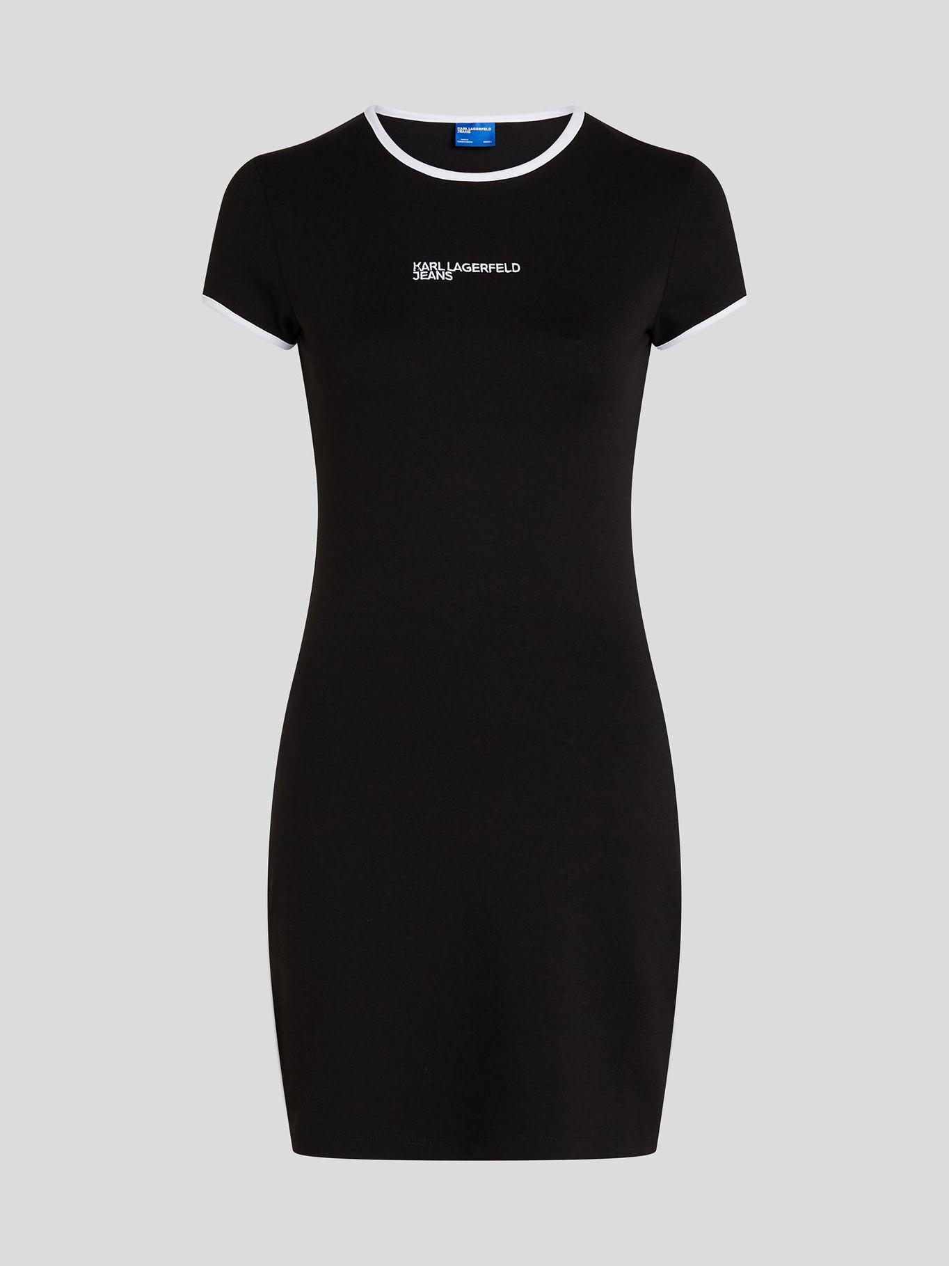 Vestido tipo polera slim con logo Negro Karl Lagerfeld-4
