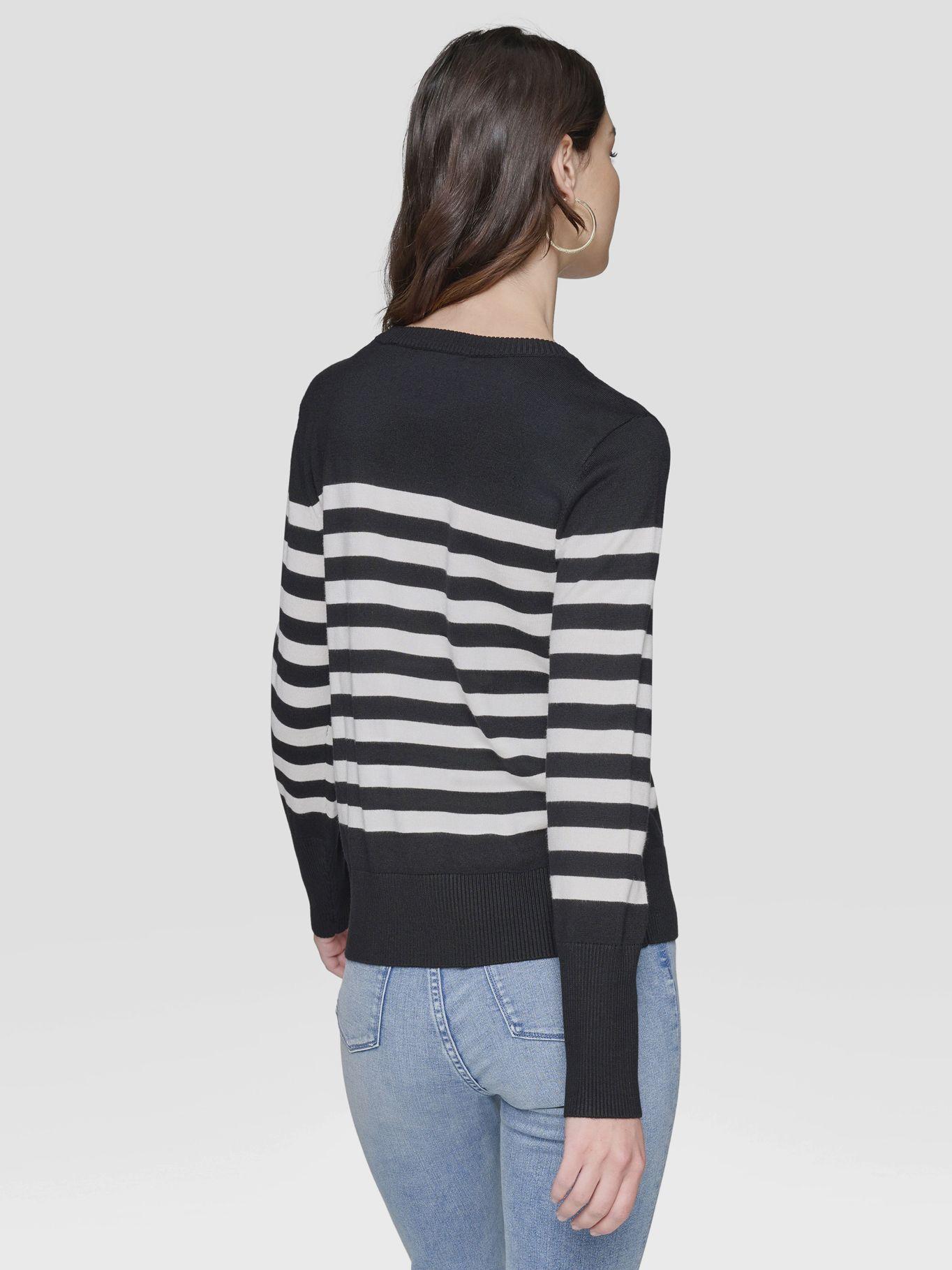 Sweater de rayas con broches Blanco/Negro-2