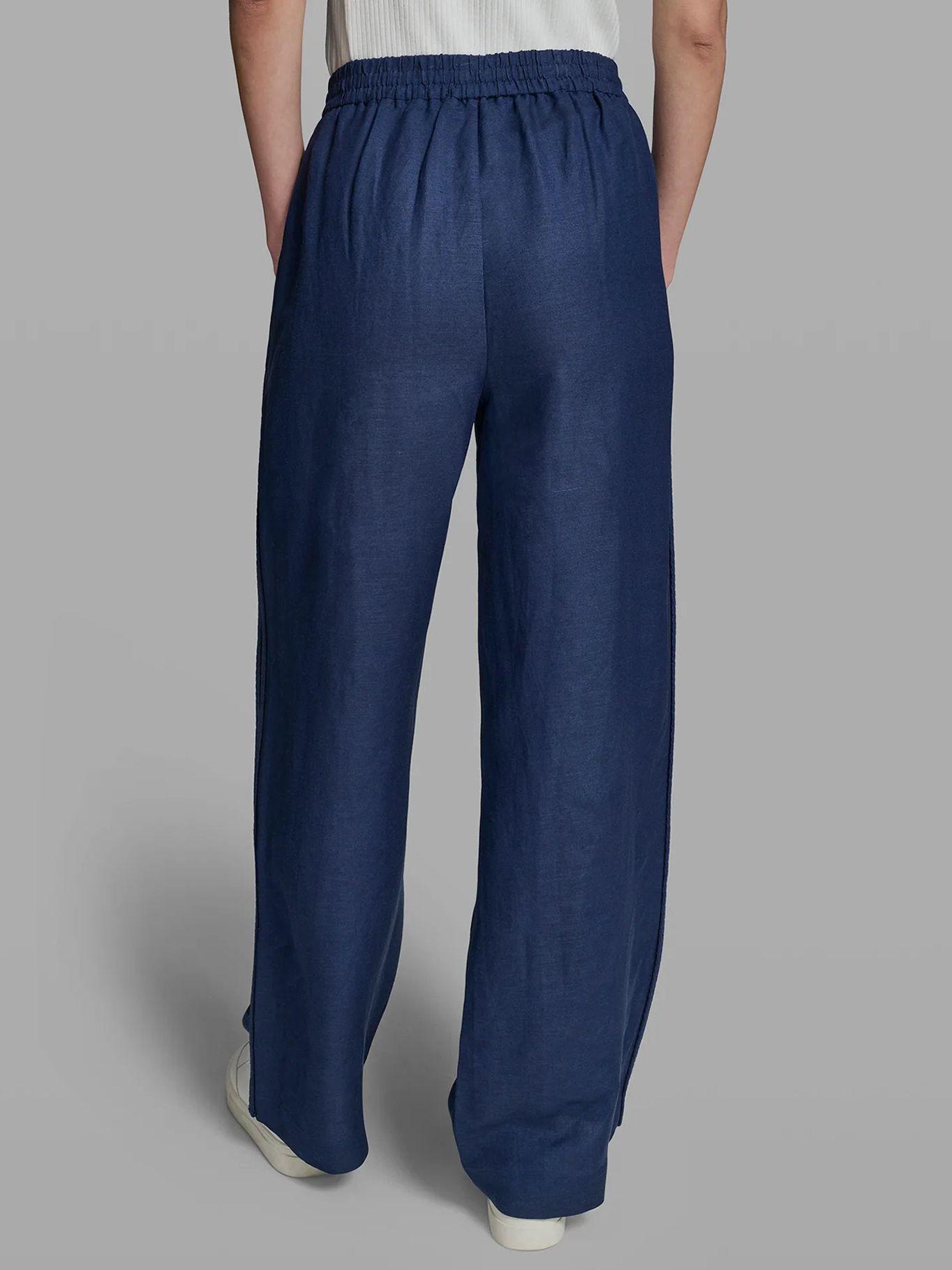 Pantalón de lino con cordón Azul Karl Lagerfeld-3