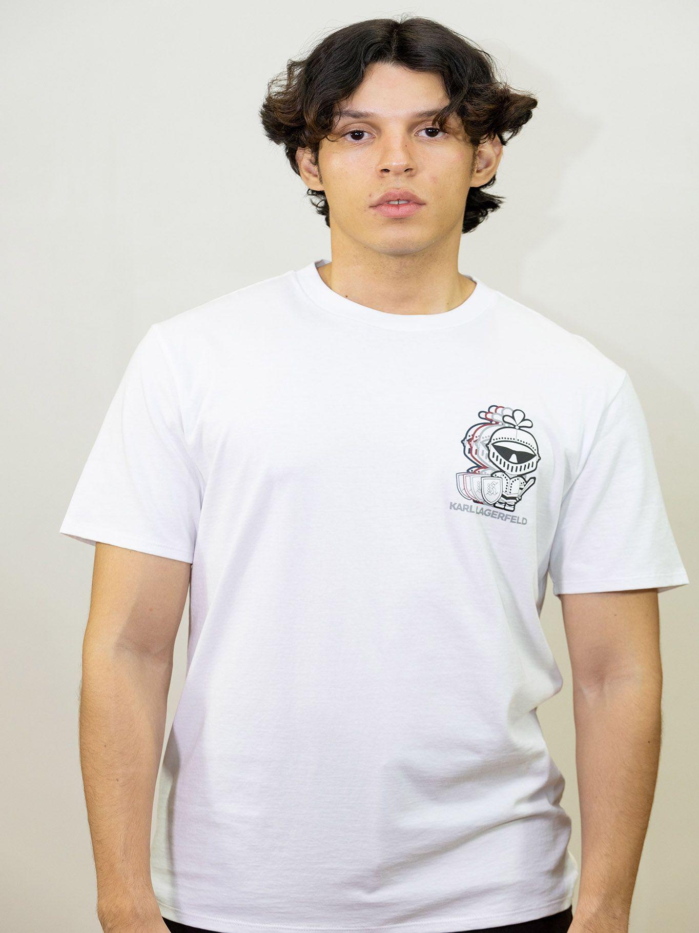 Polera estampado pequeño en estilo armadura Blanco-0