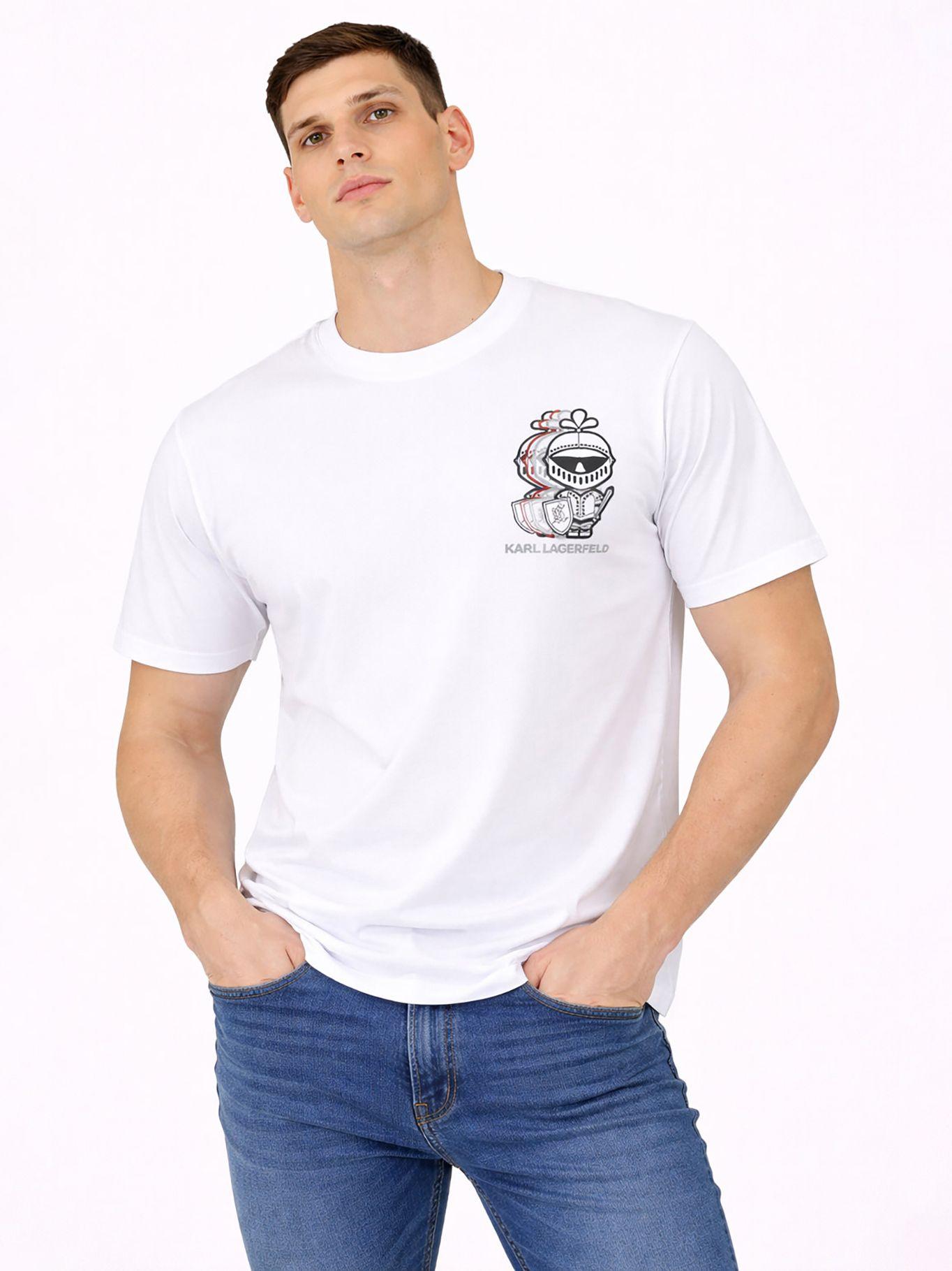 Polera estampado pequeño en estilo armadura Blanco-0