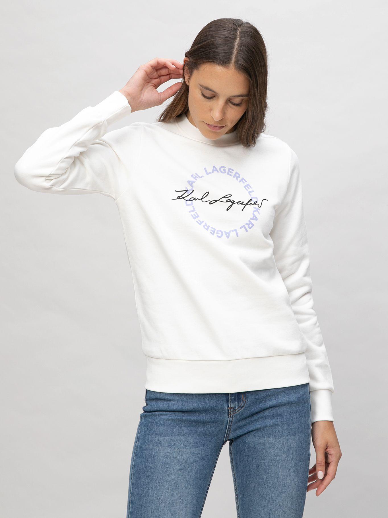 Polerón de cuello redondo con firma de Blanco-0