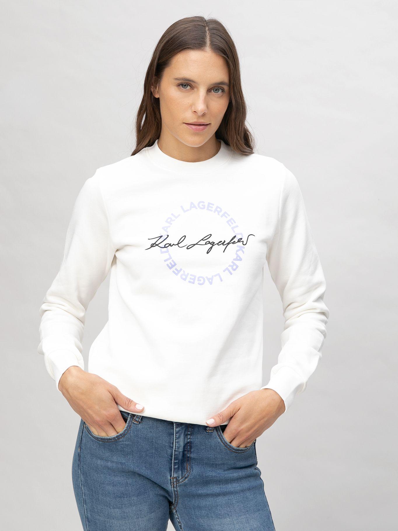 Polerón de cuello redondo con firma de Blanco-3