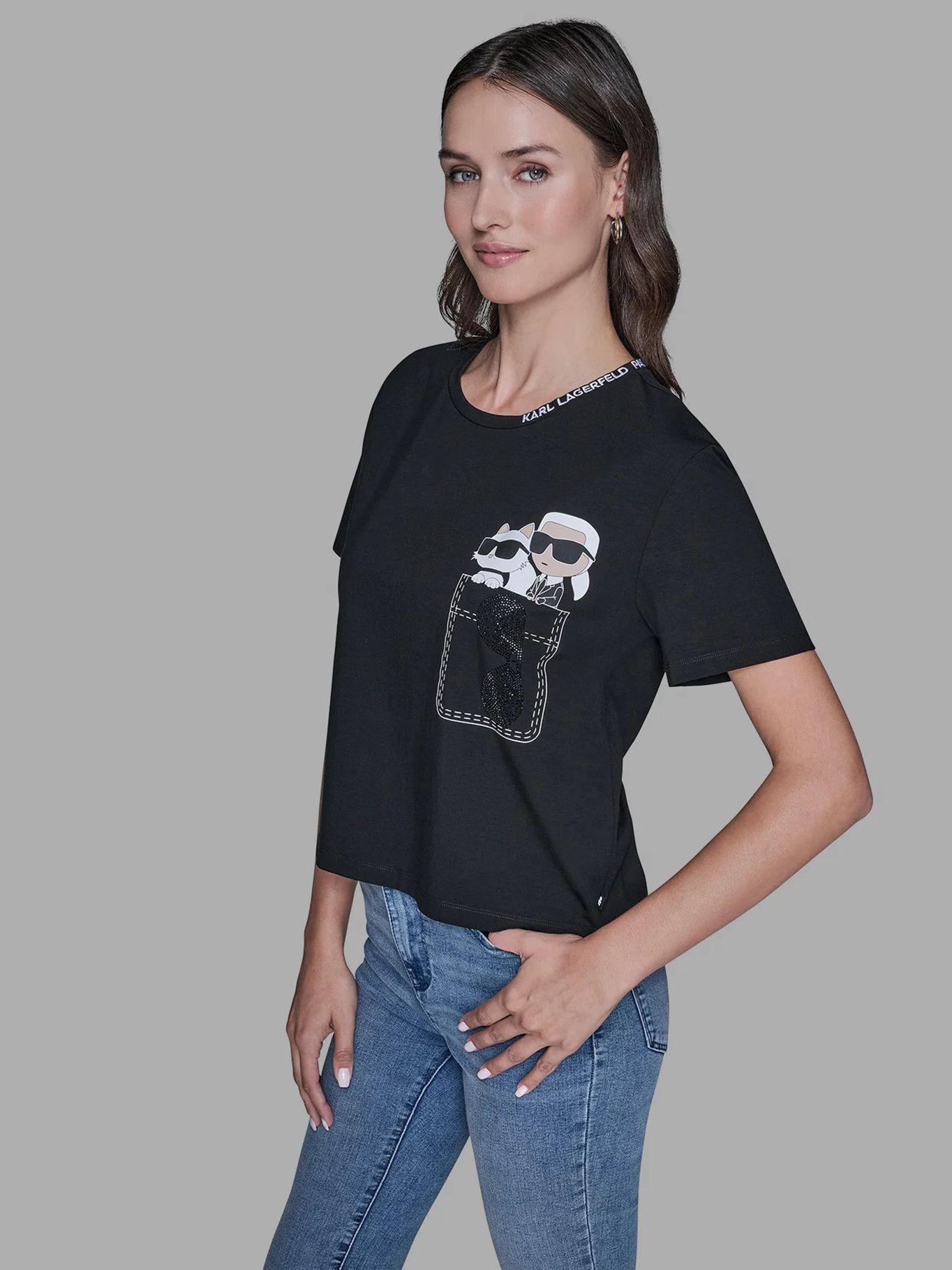 Polera con estampado de Karl & Choupette Negro-4