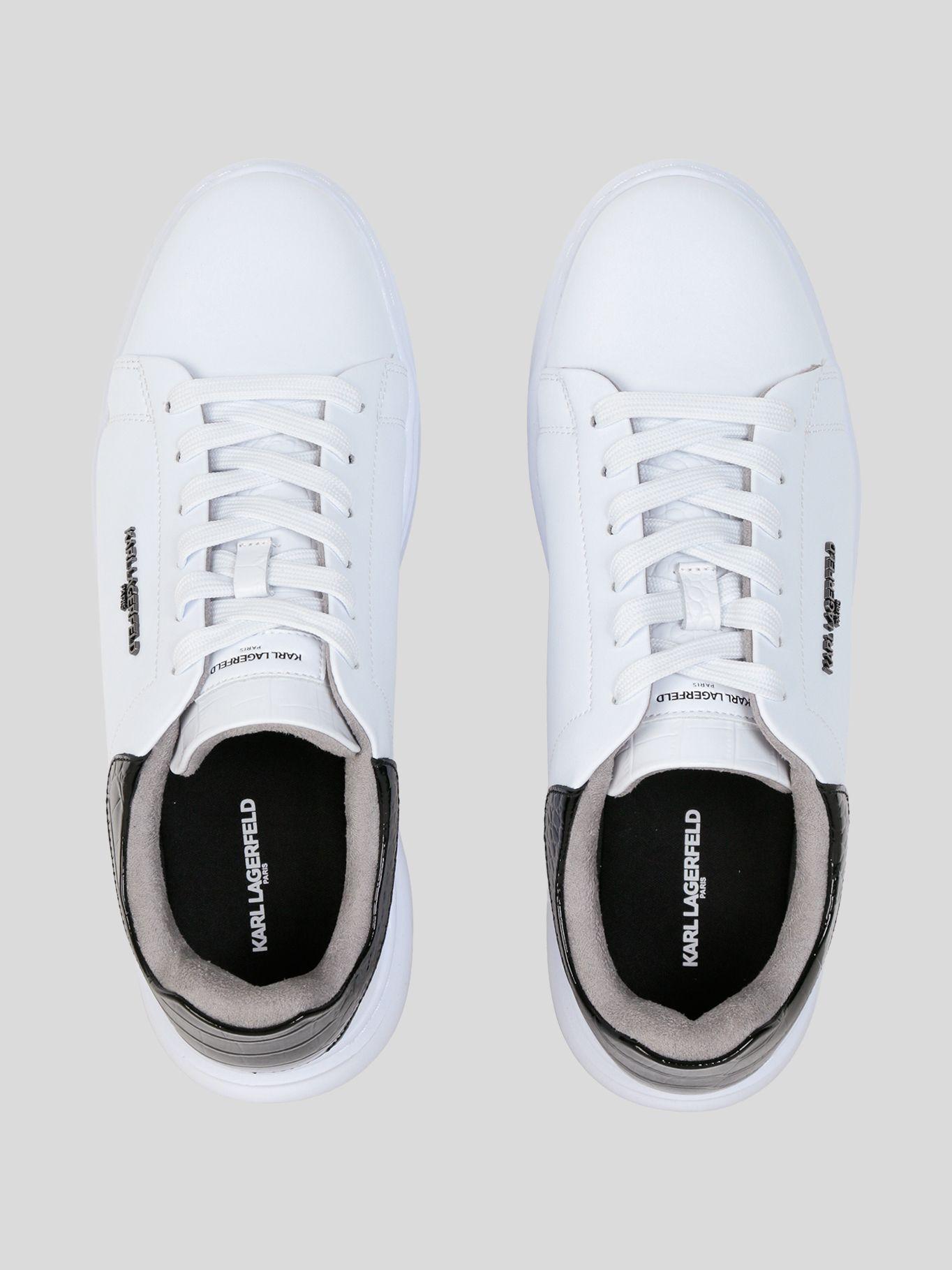 Zapatillas cuero efecto croco corte bajo Blanco-3