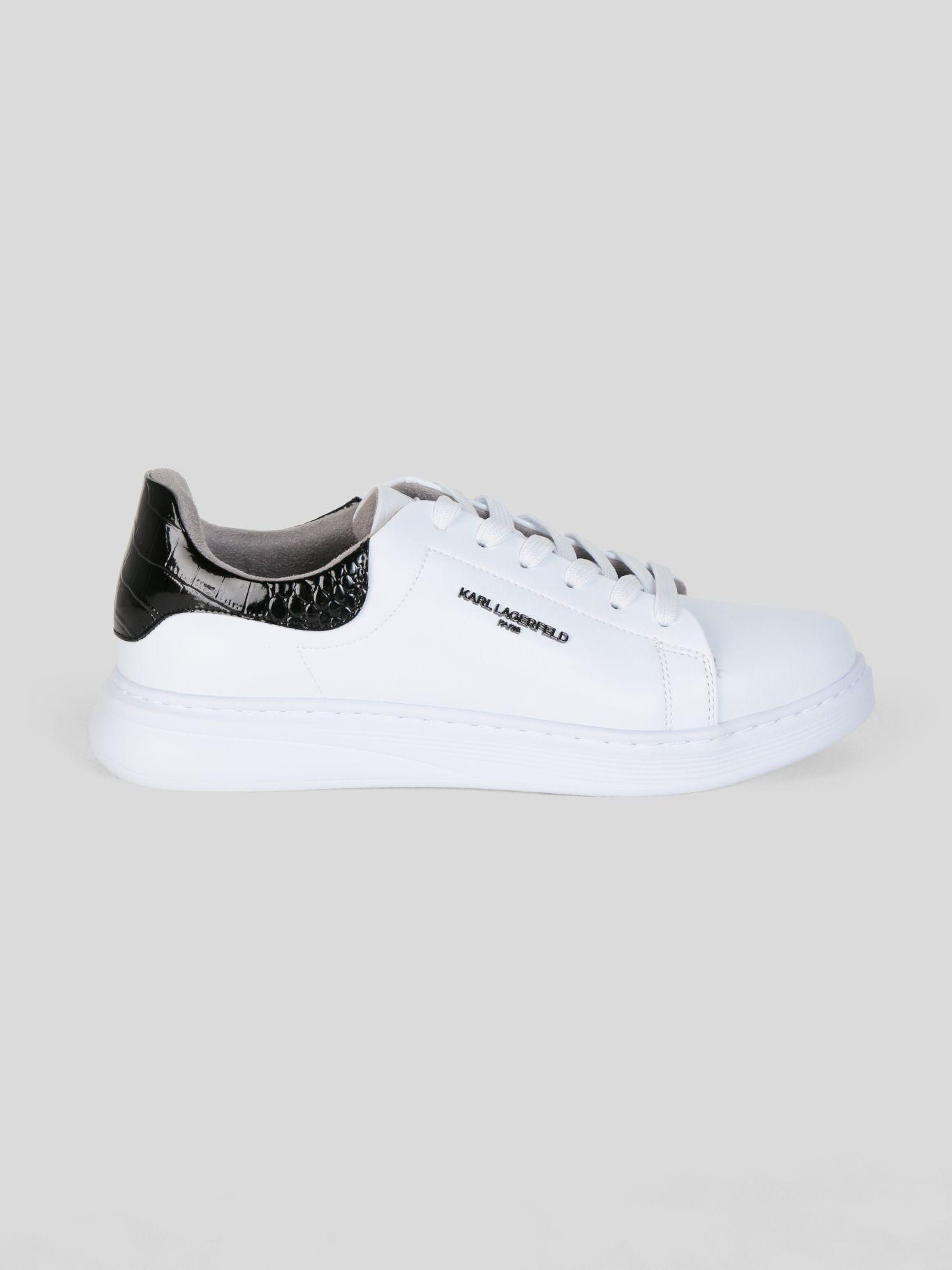 Zapatillas cuero efecto croco corte bajo Blanco-5