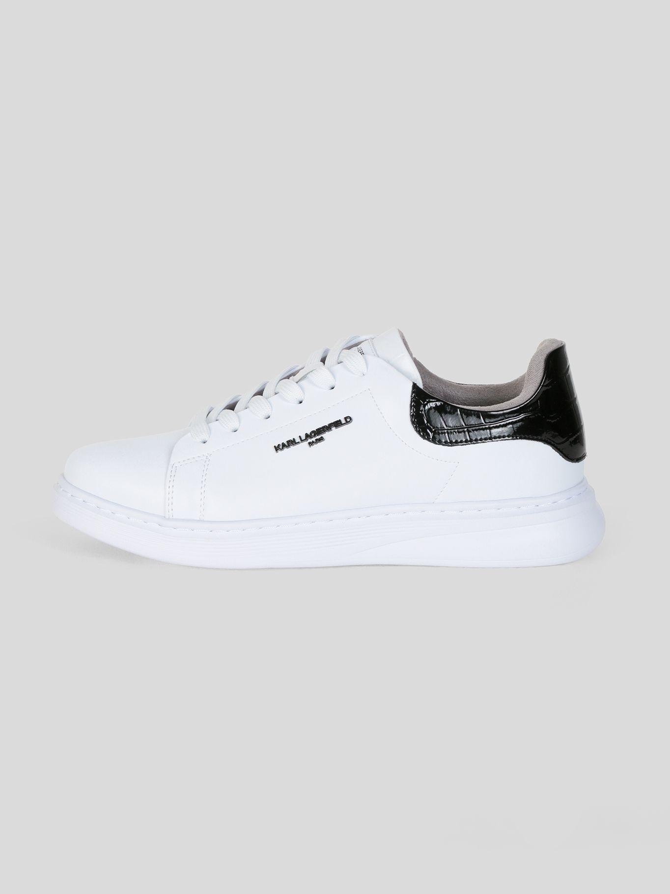 Zapatillas cuero efecto croco corte bajo Blanco-6