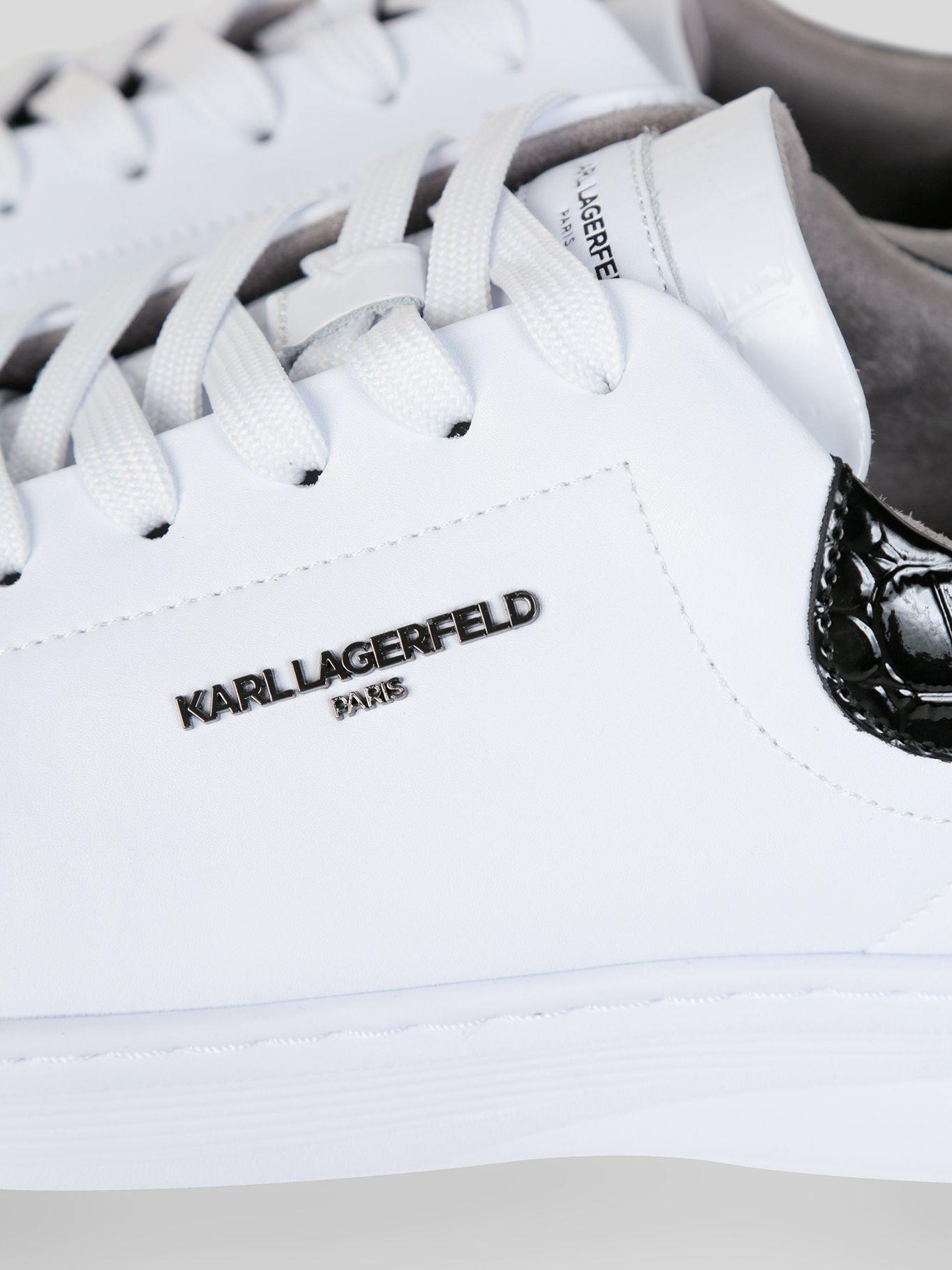 Zapatillas cuero efecto croco corte bajo Blanco-7