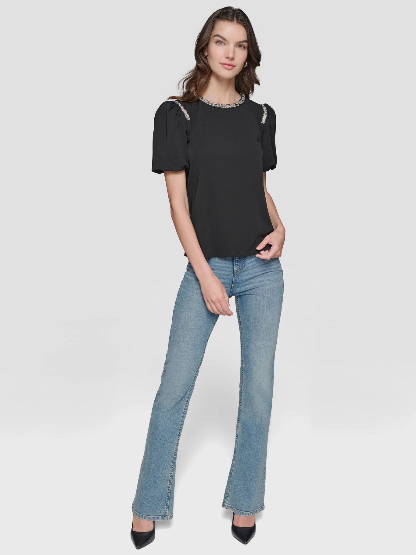 Blusa con ribete de tweed-1