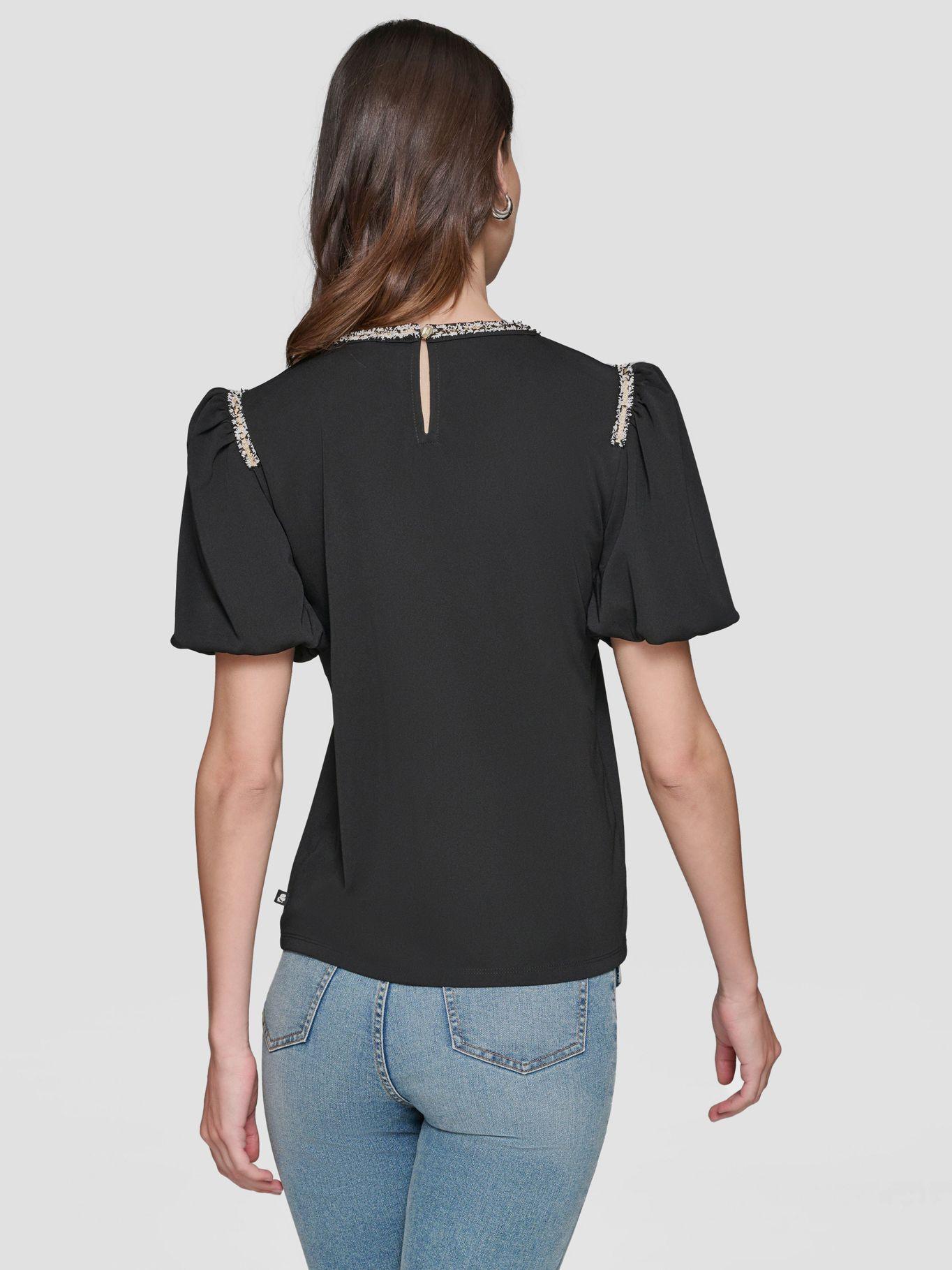Blusa con ribete de tweed-3