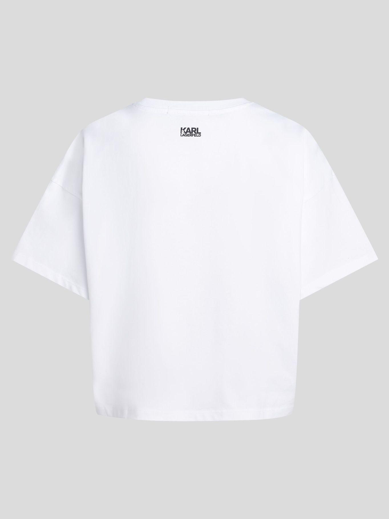 Polera boxy logotipo bordado Blanco Karl Lagerfeld-1