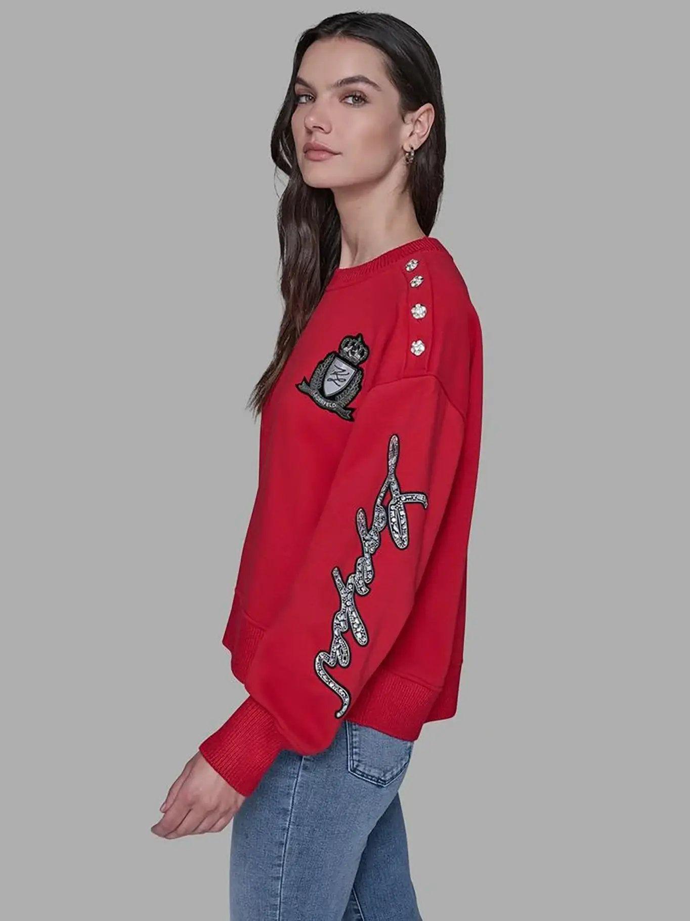 Polerón con parche de logo Rojo Karl Lagerfeld-3