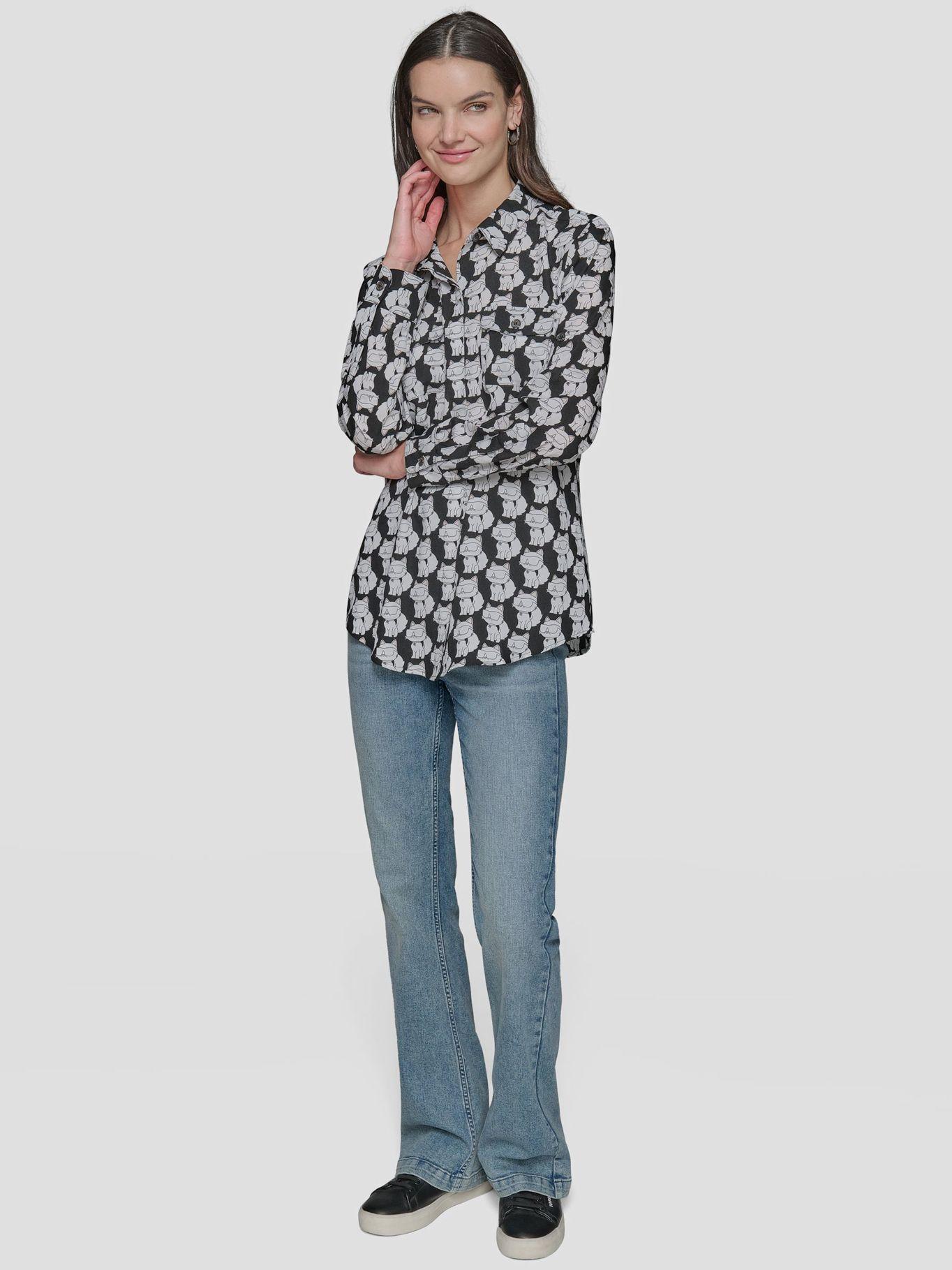 Camisa enrollable -estampado Negro Karl Lagerfeld-1