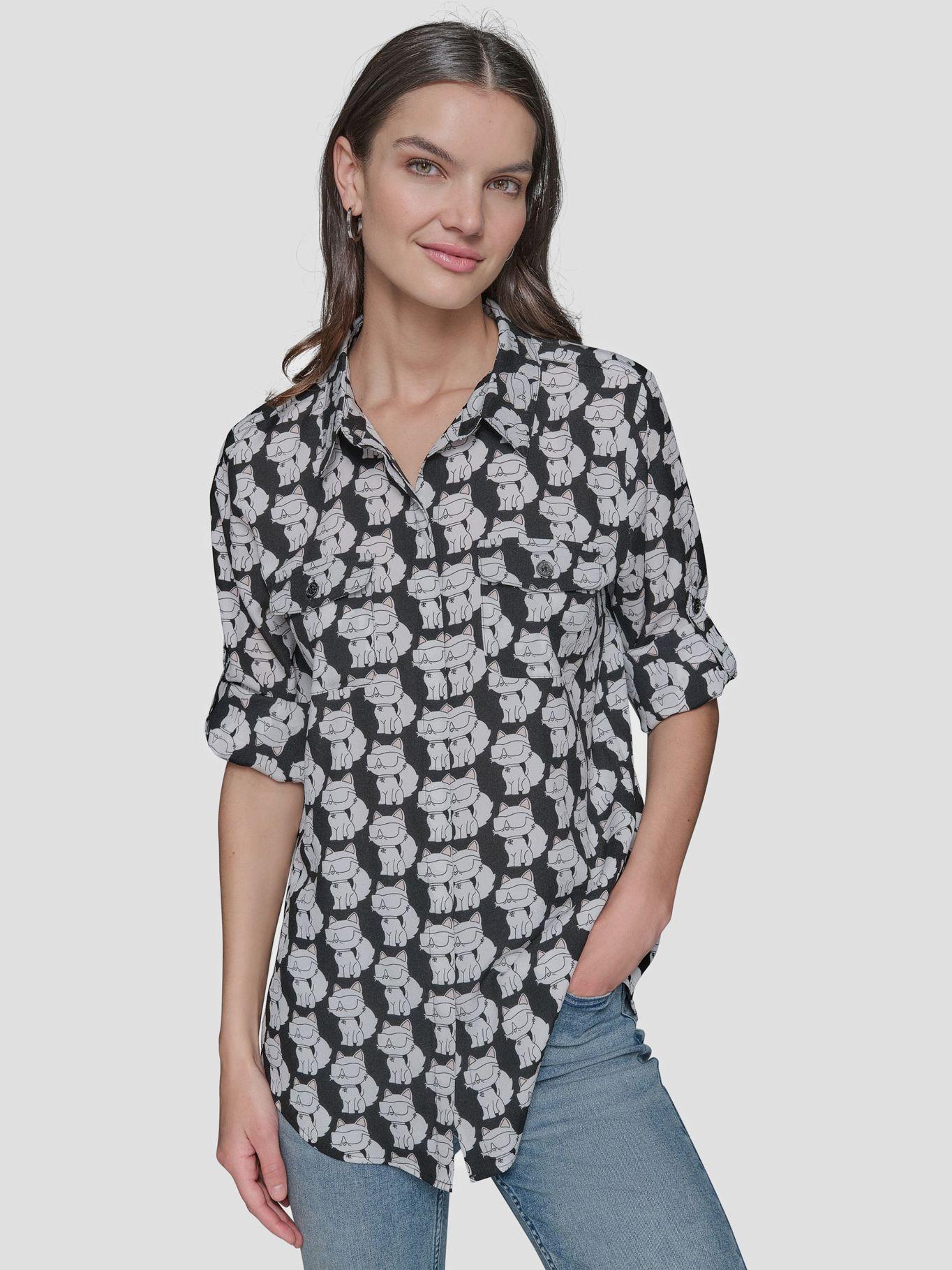 Camisa enrollable -estampado Negro Karl Lagerfeld-3