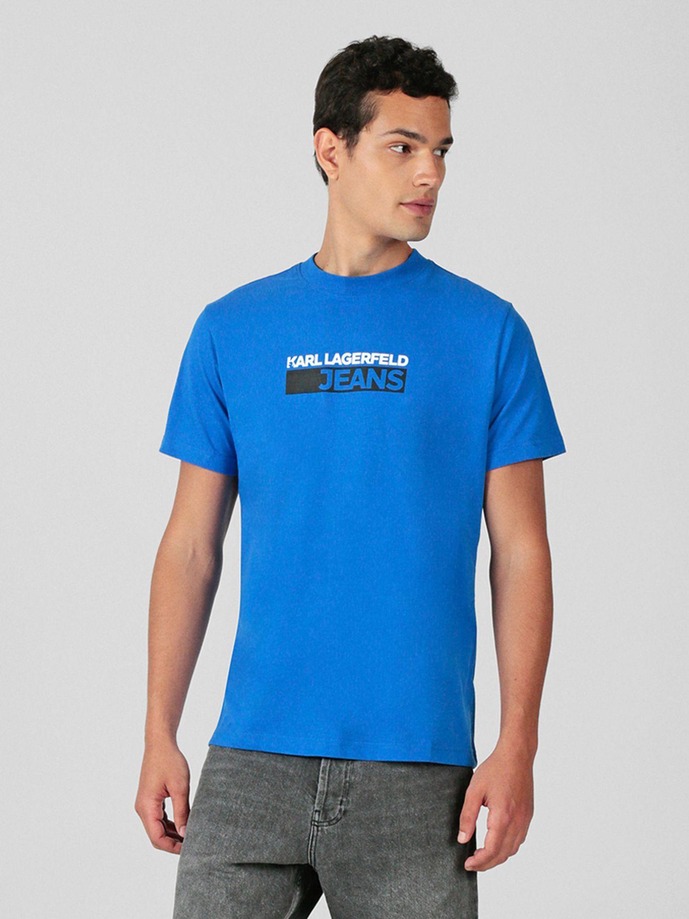 Polera slim con logo Azul Karl Lagerfeld-0