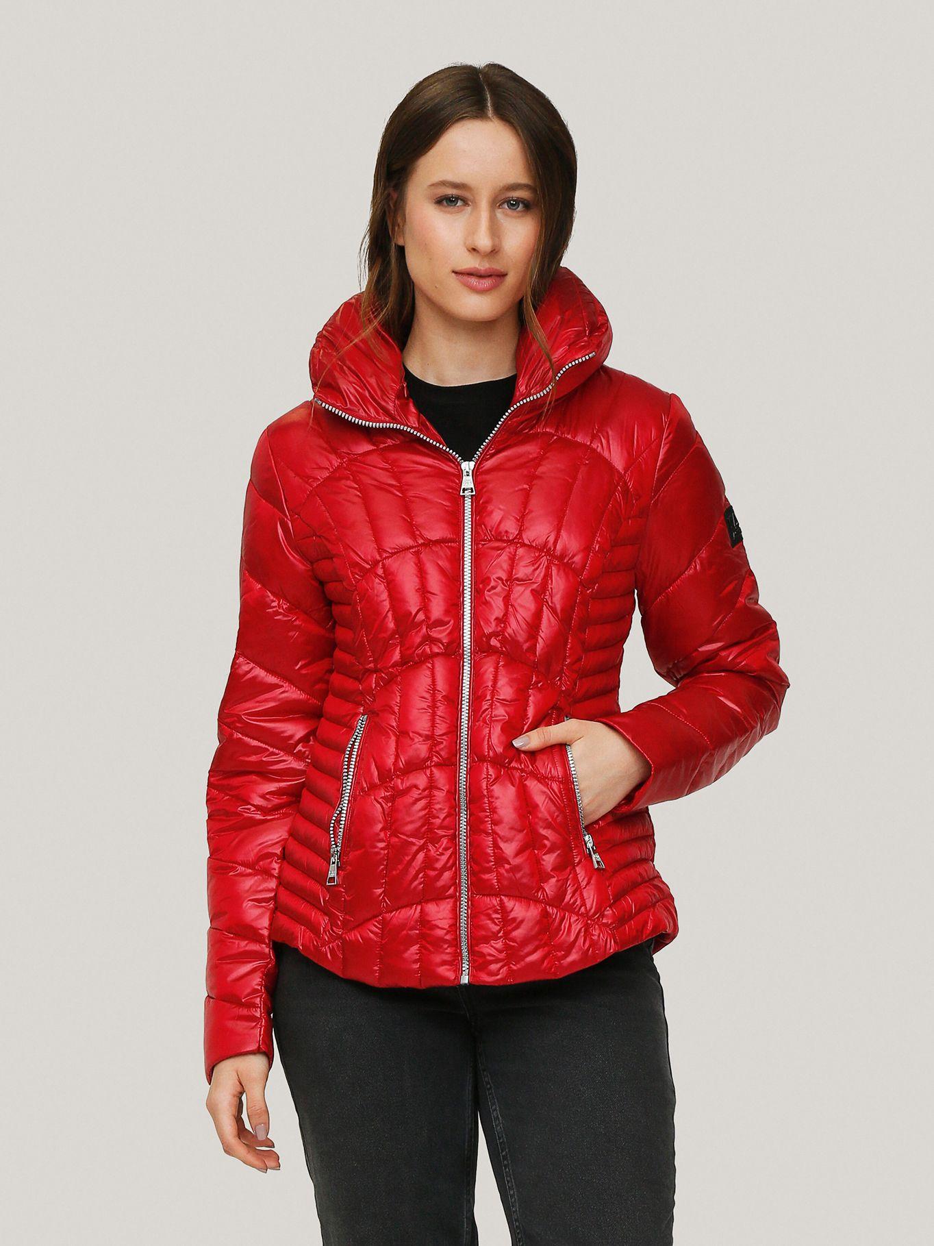 Chaqueta arrugada acolchada Roja-0