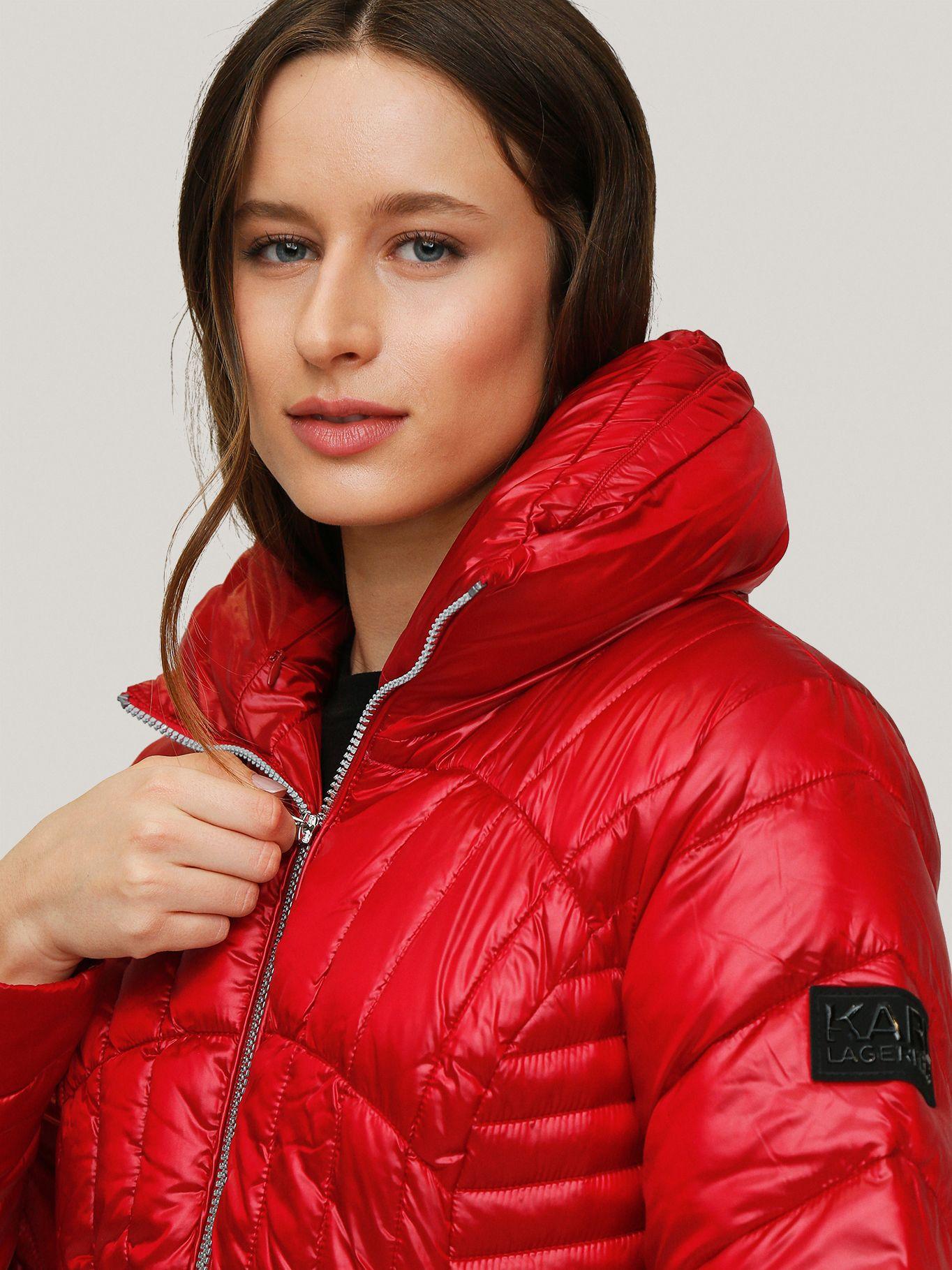 Chaqueta arrugada acolchada Roja-4