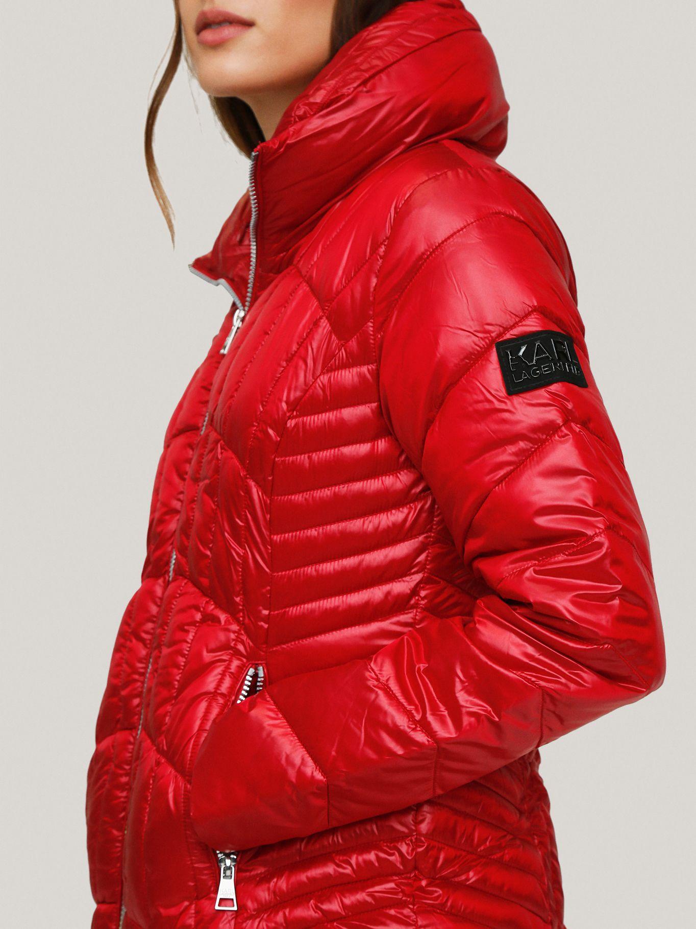 Chaqueta arrugada acolchada Roja-5