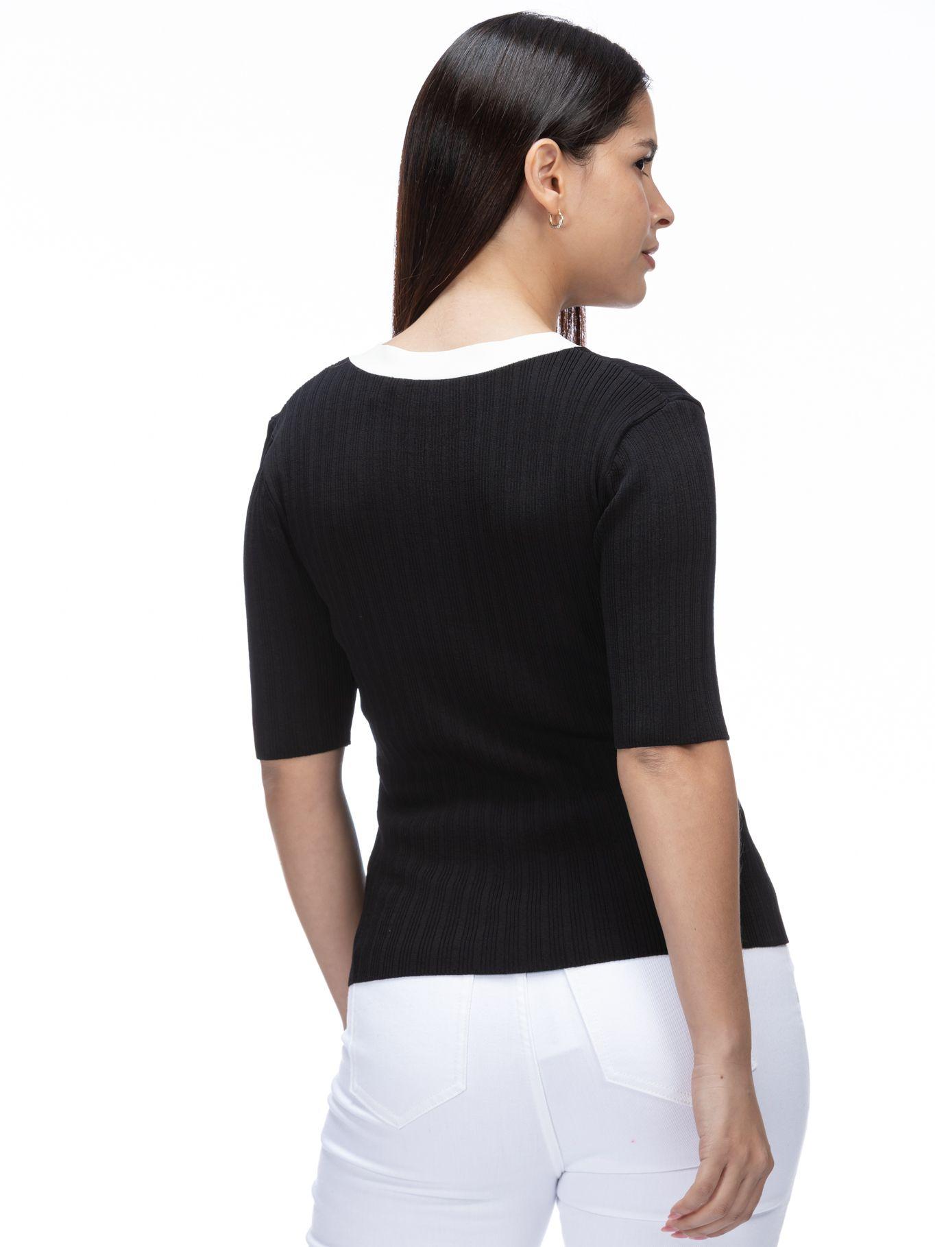 Sweater punto escote en V Negro Karl Lagerfeld-4