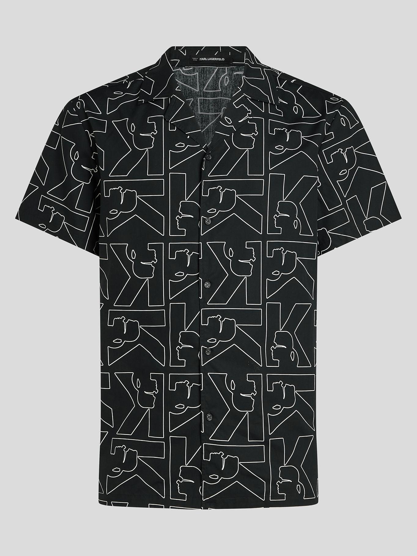 Camisa de algodón con estampado Negro Karl Lagerfeld-0