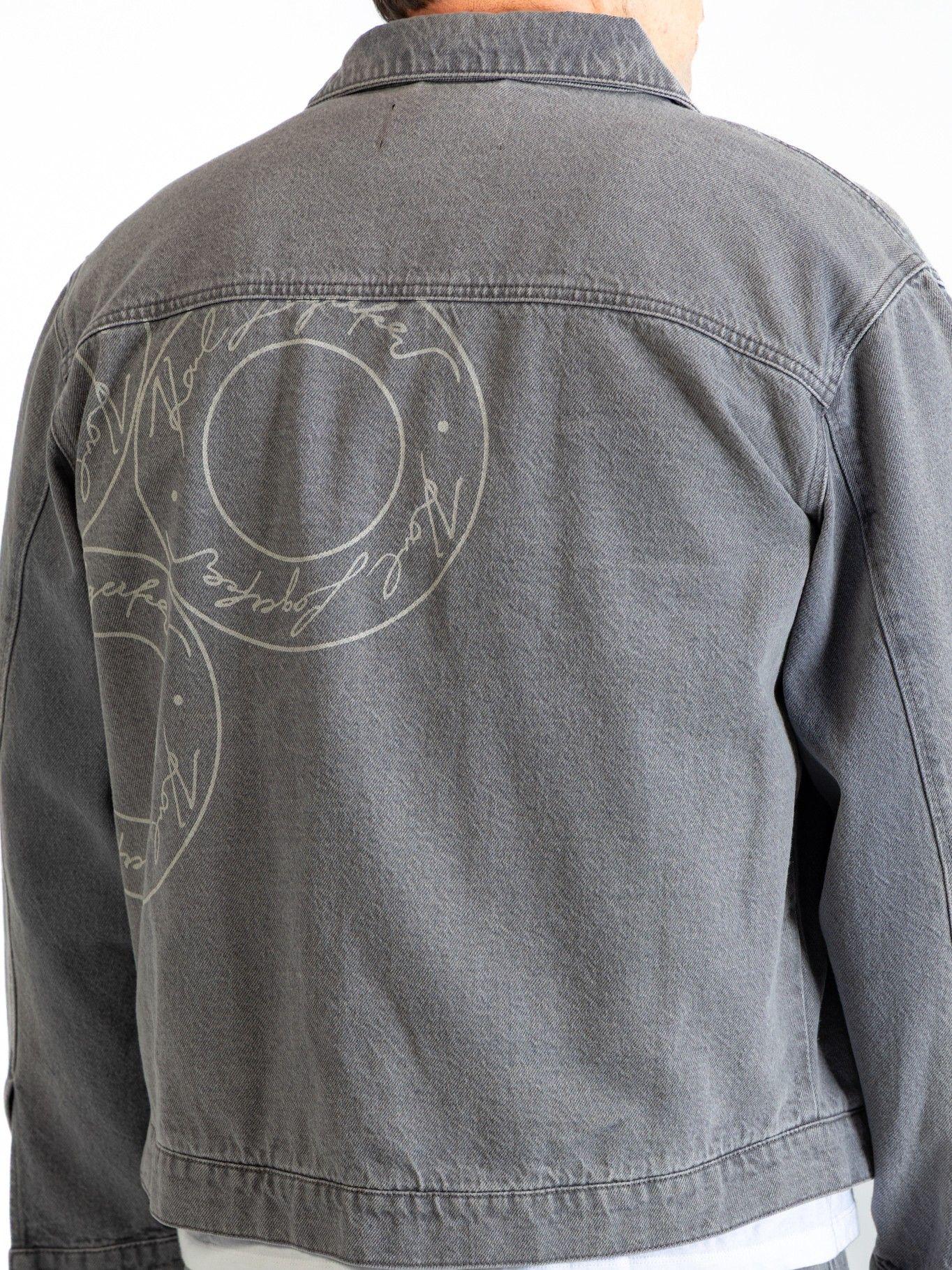 Chaqueta denim con bordado trasero circular Gris Karl-4