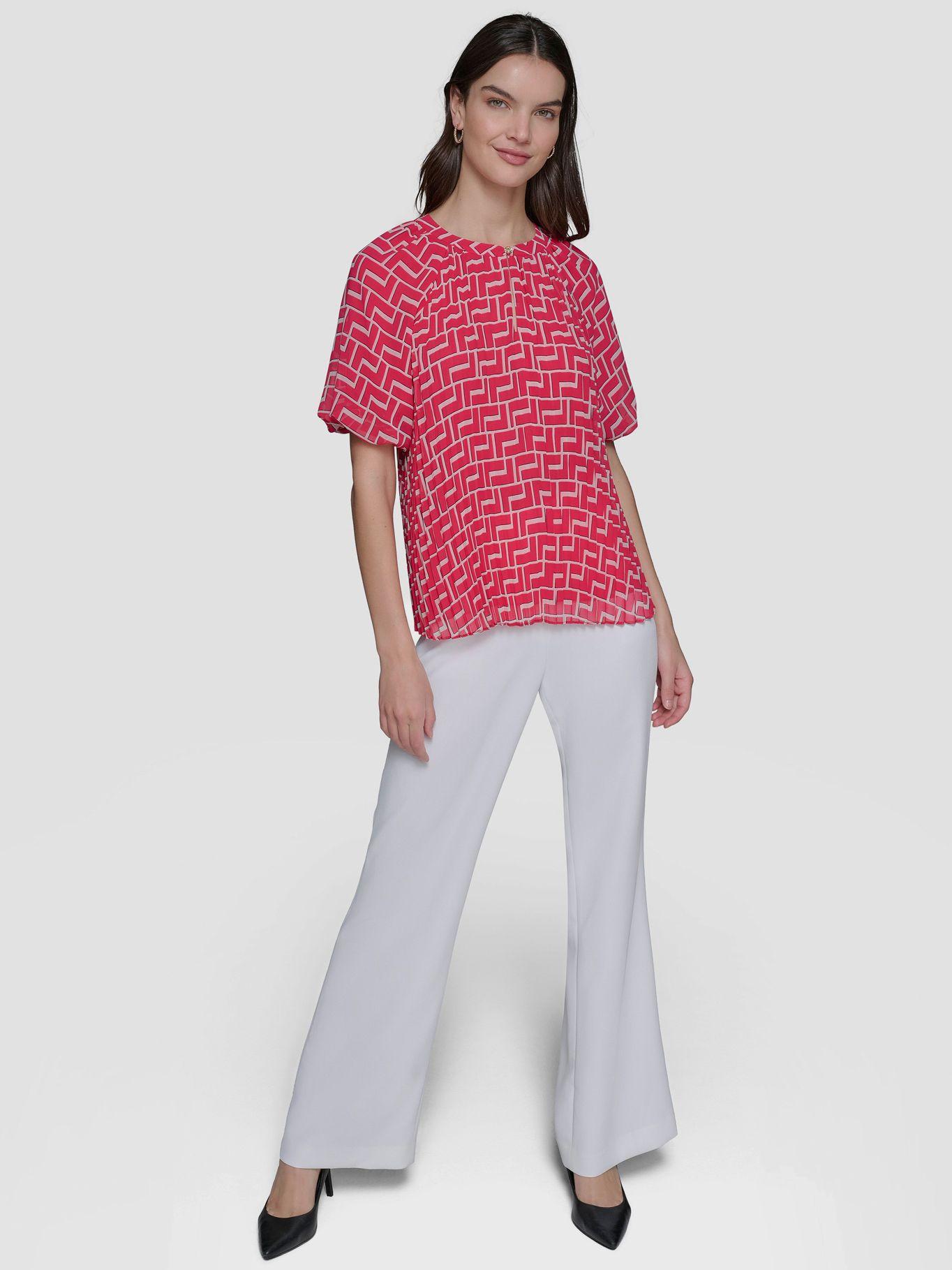 Blusa chiffon con pliegues Rosado-1