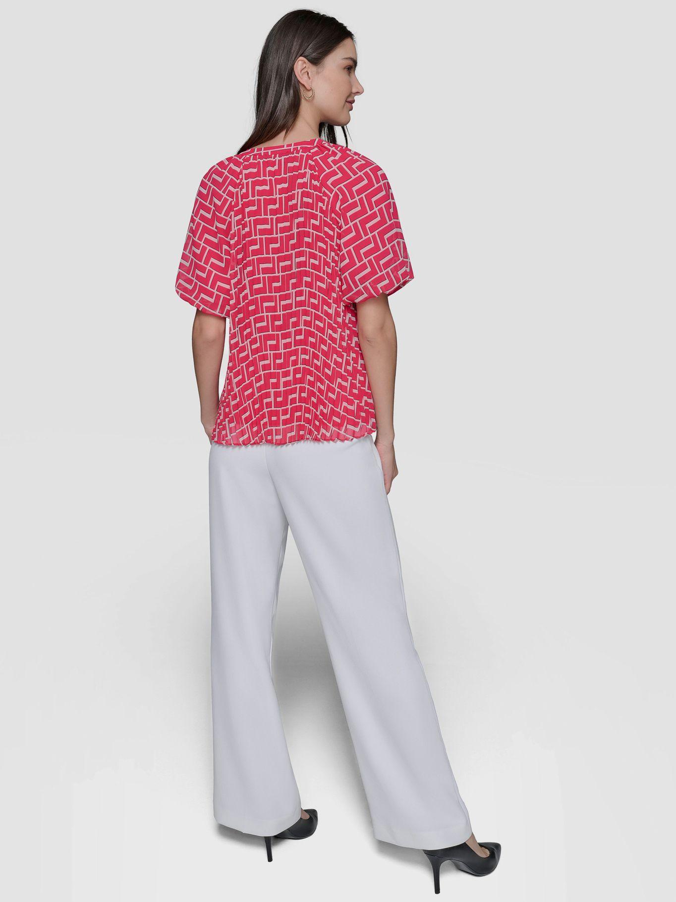 Blusa chiffon con pliegues Rosado-2
