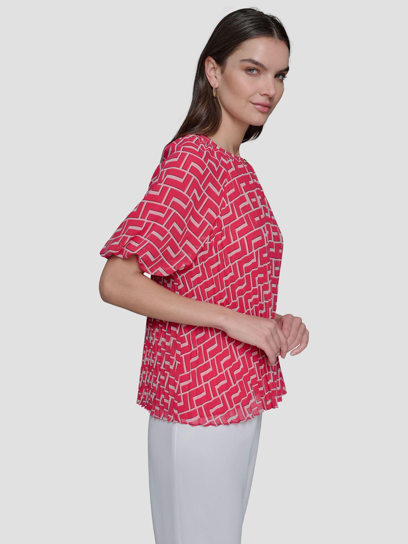Blusa chiffon con pliegues Rosado-4