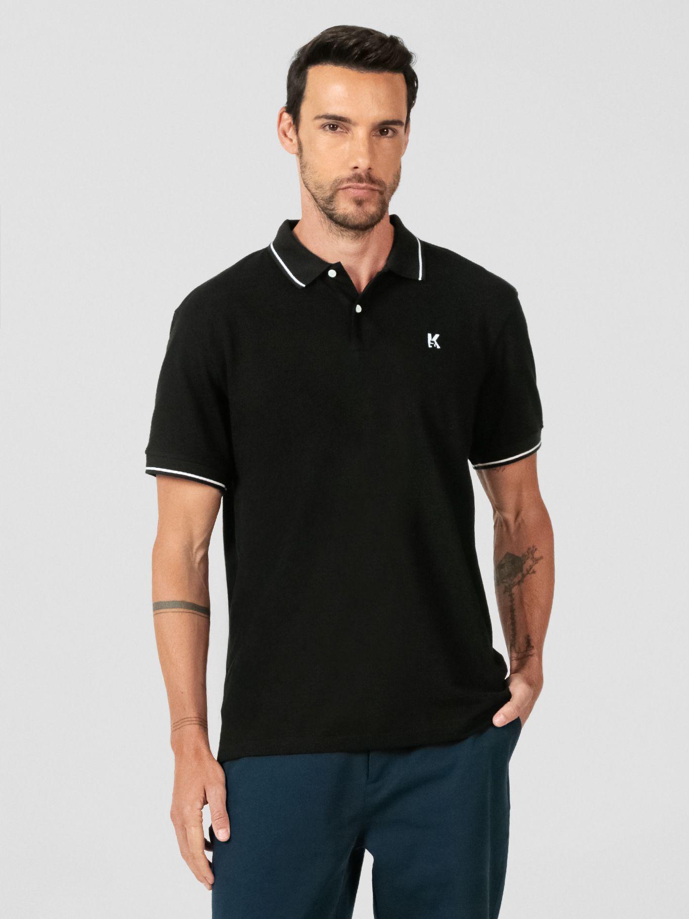Polo con  ribetes en contraste Negro Karl Lagerfeld-0