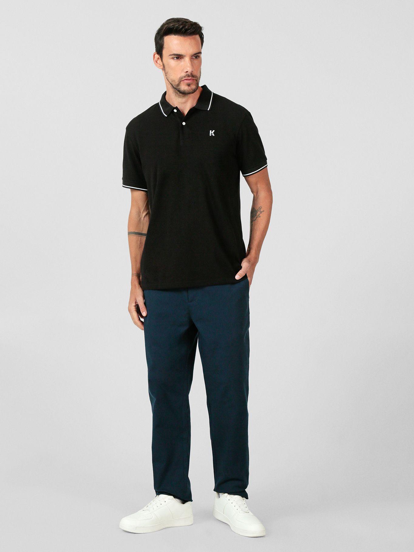 Polo con  ribetes en contraste Negro Karl Lagerfeld-1