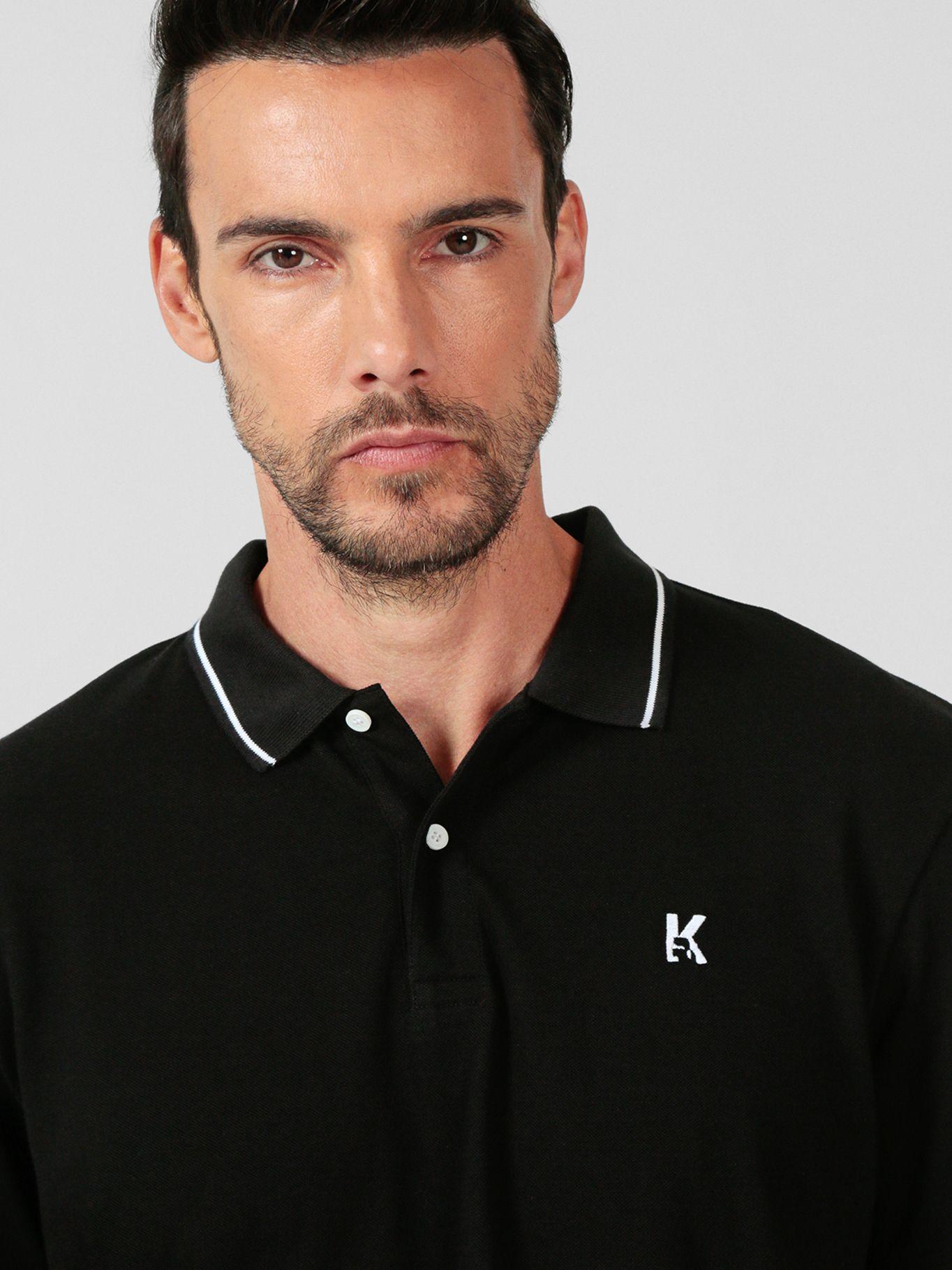 Polo con  ribetes en contraste Negro Karl Lagerfeld-4