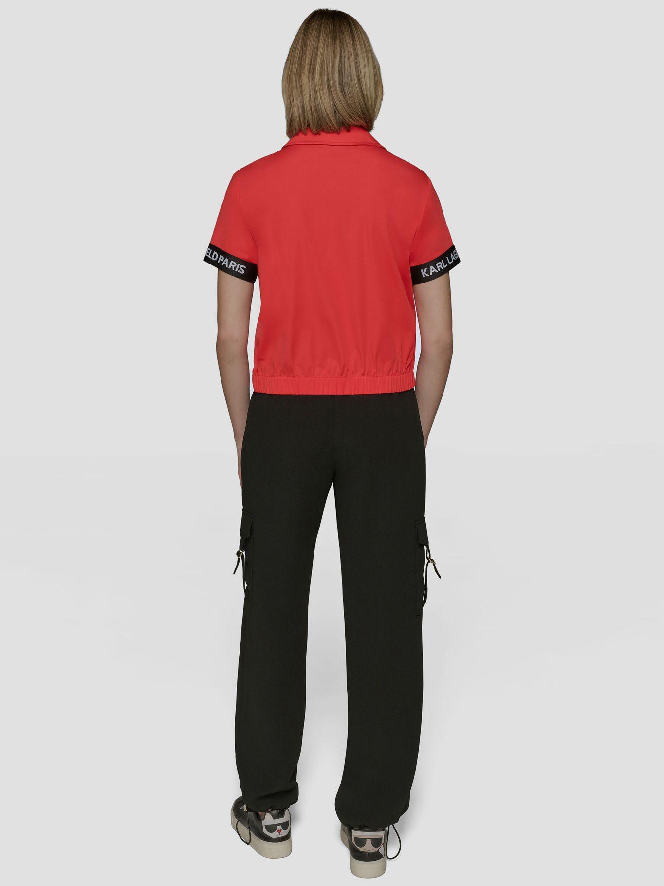 Polo cropped con cierre cremallera Rojo Karl Lagerfeld-2