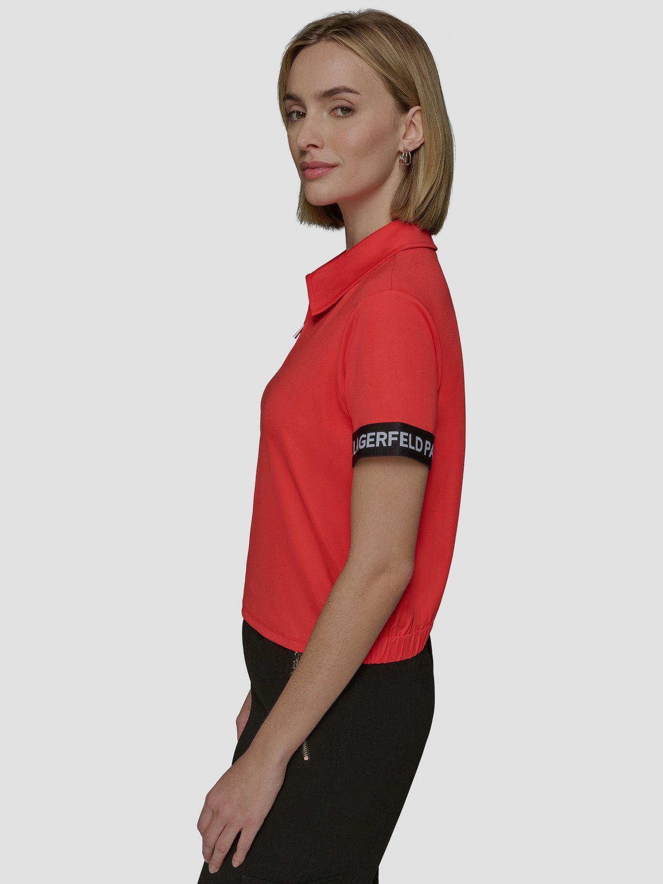 Polo cropped con cierre cremallera Rojo Karl Lagerfeld-5