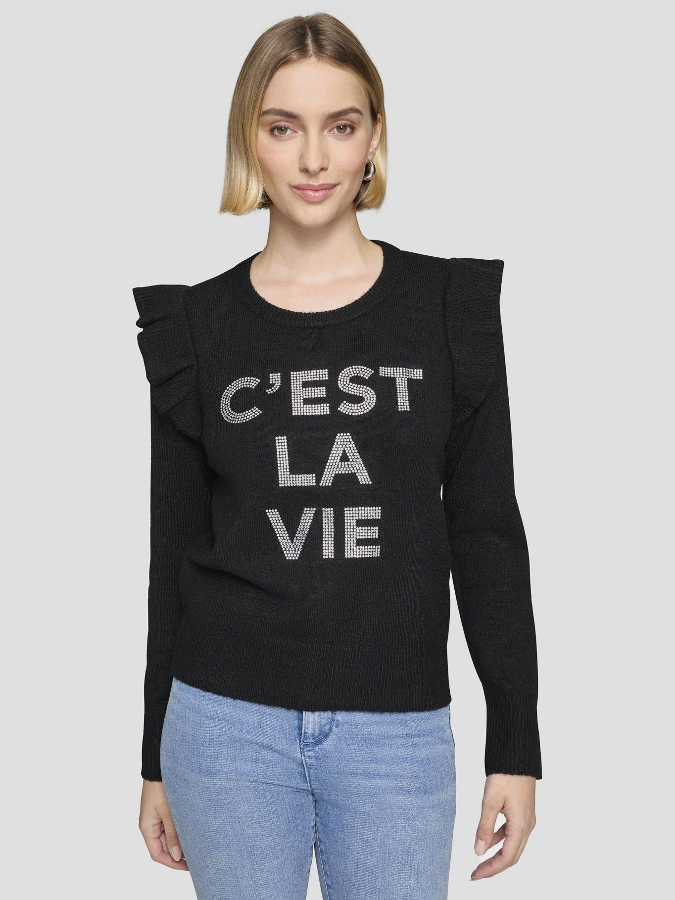 Sweater con volantes Negro-0