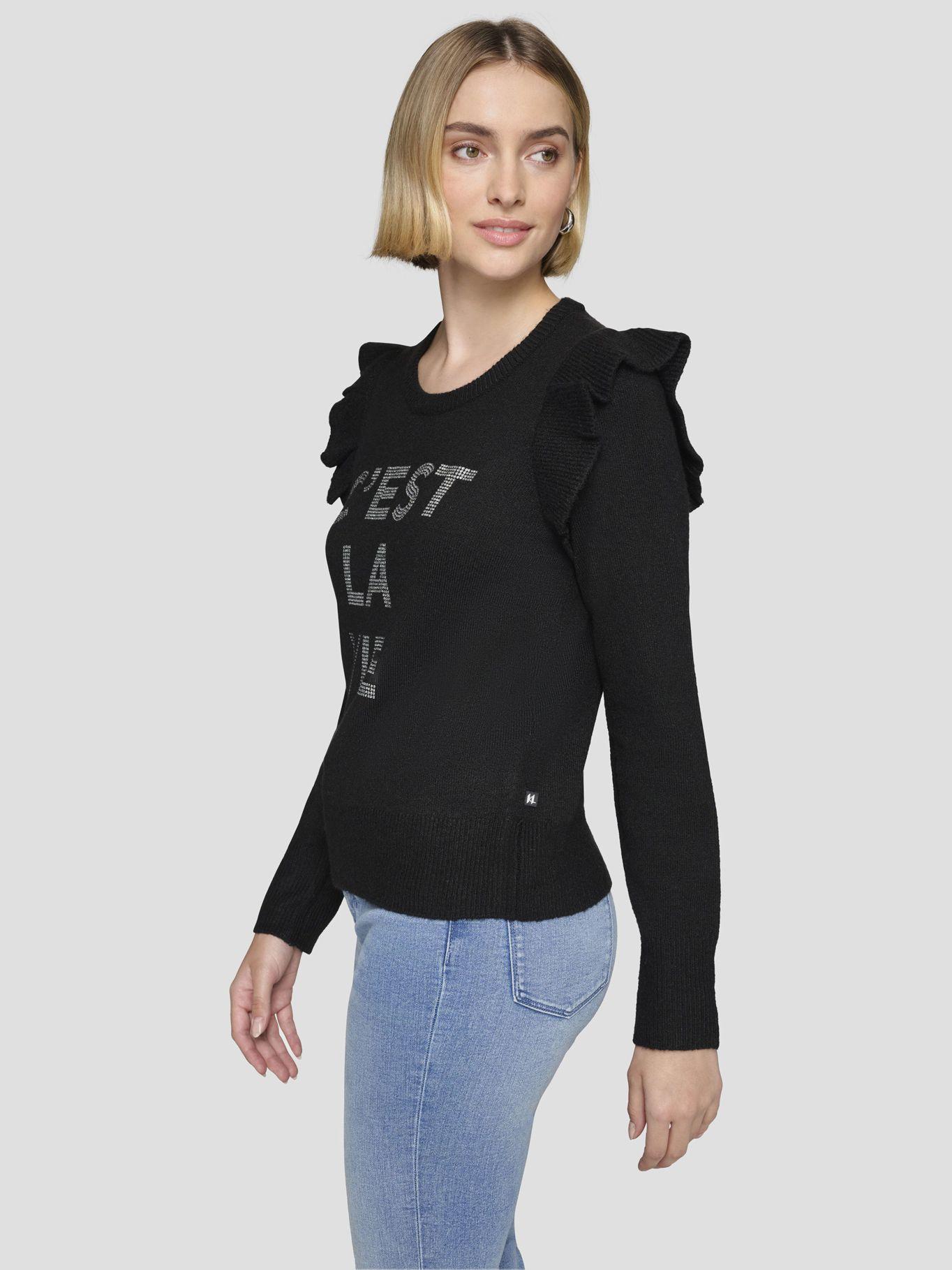Sweater con volantes Negro-2